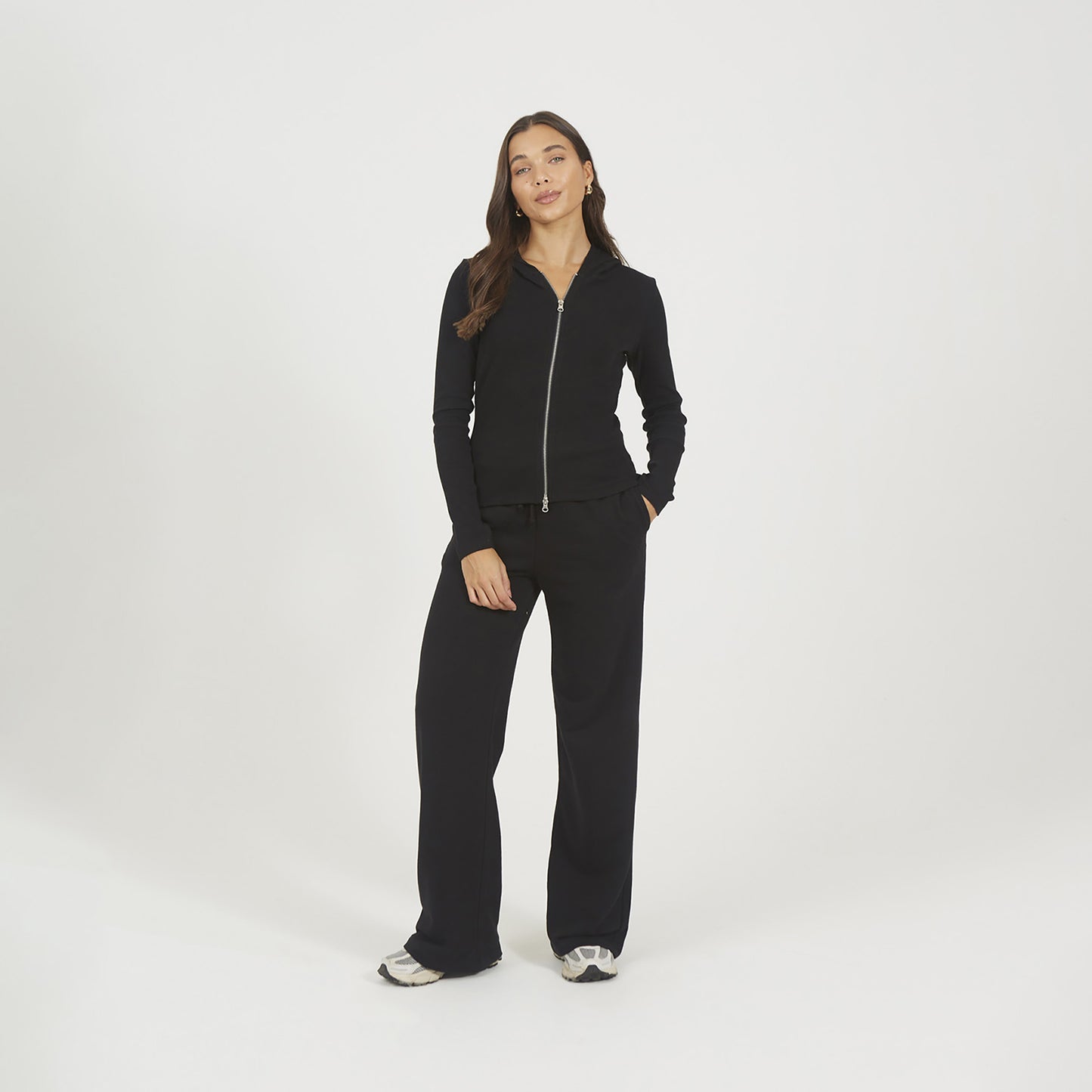 Brave Soul Black Long Sleeve Zip Through Hoodie Top - Black Image 3