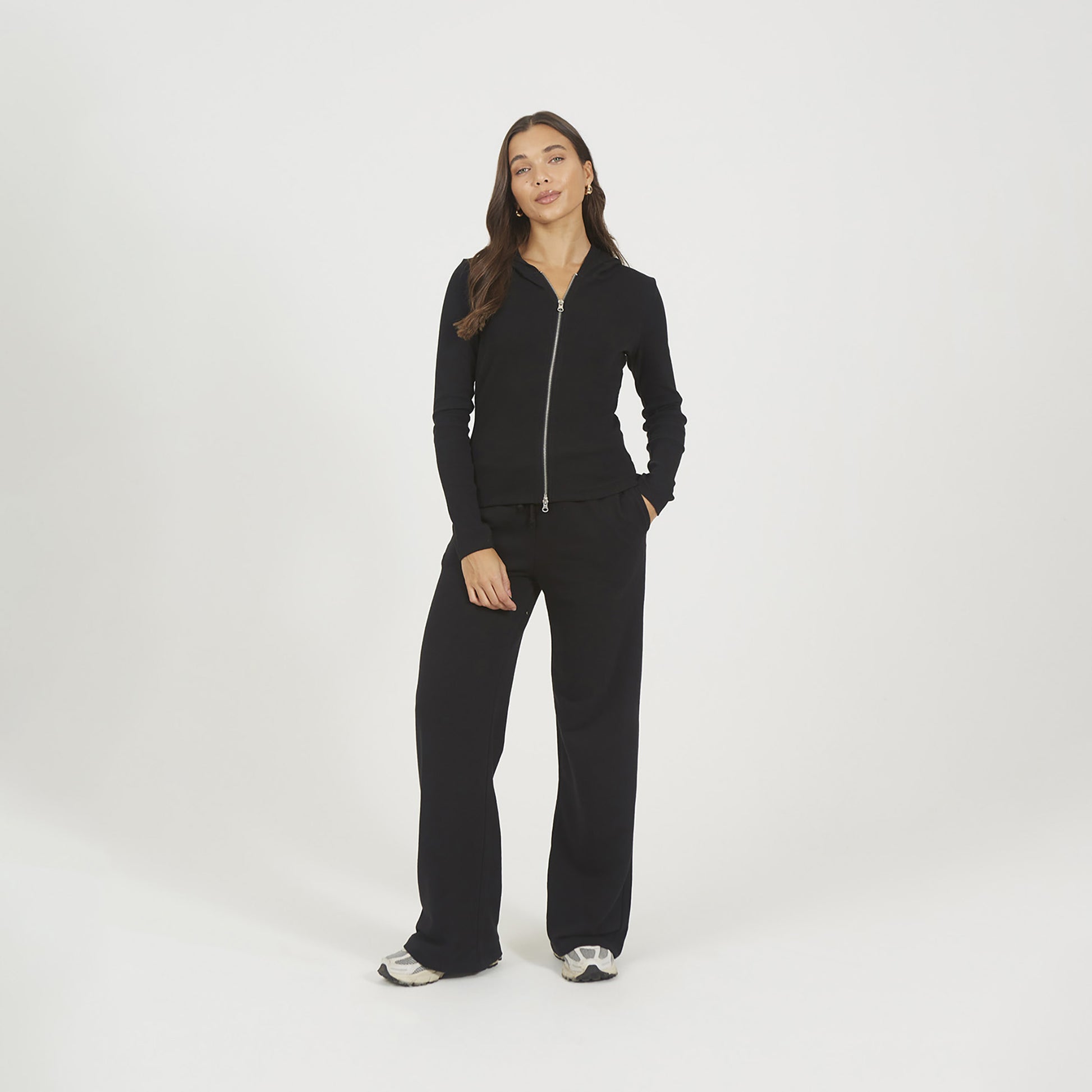 Brave Soul Black Long Sleeve Zip Through Hoodie Top - Black Image 3