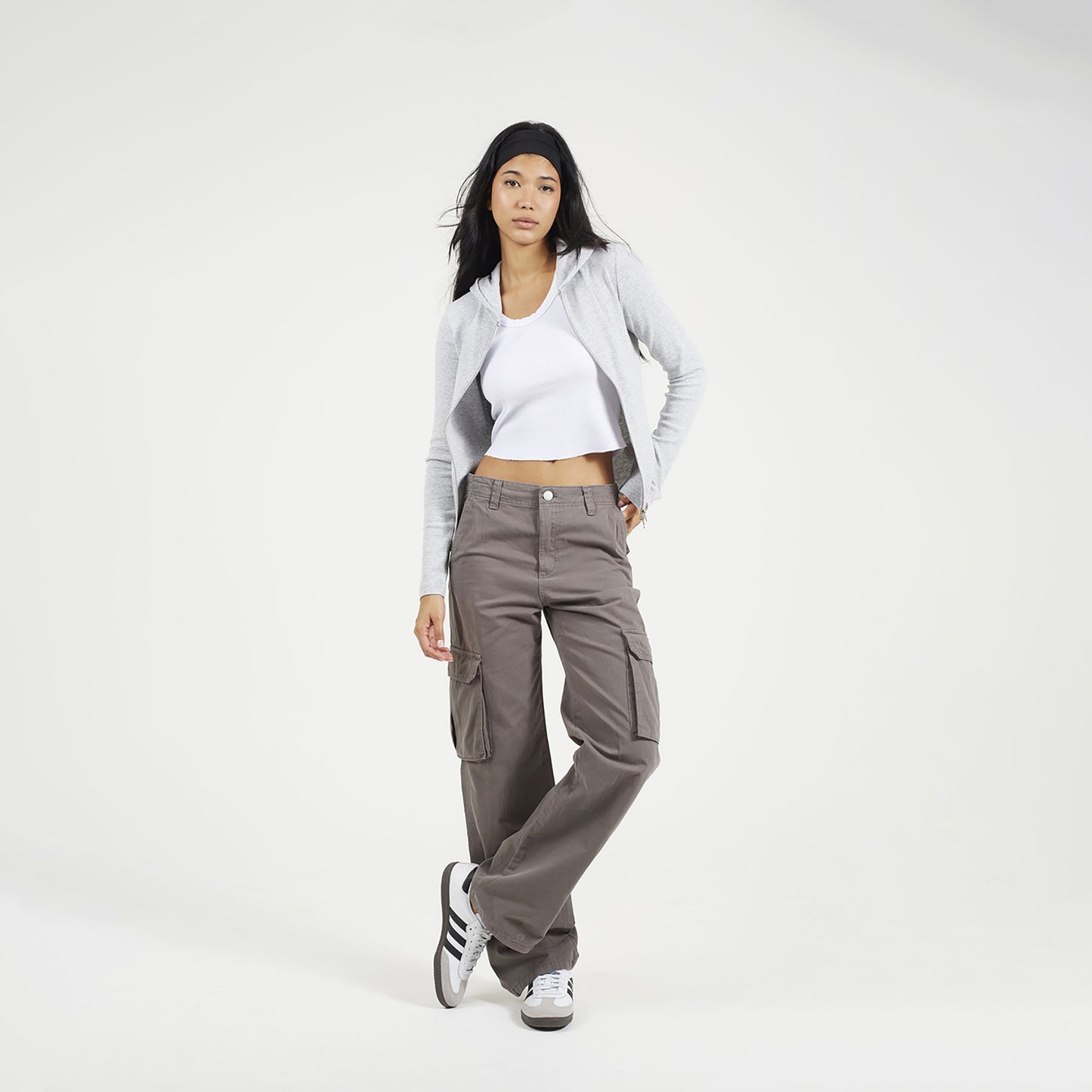 Brave Soul Grey Long Sleeve Zip Through Hoodie Top - Grey Image 3