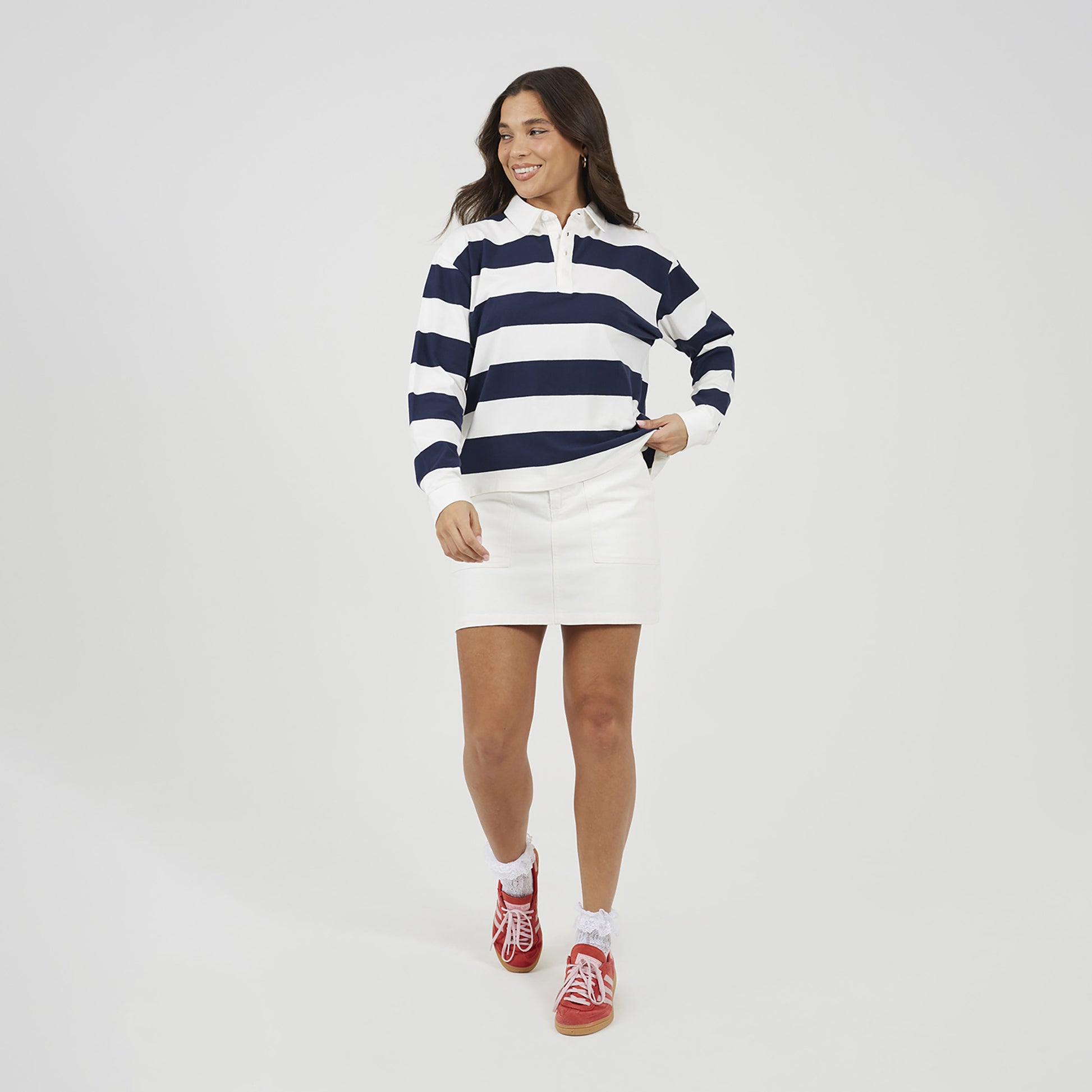 Brave Soul Navy Striped Ruby Top - Navy Image 3