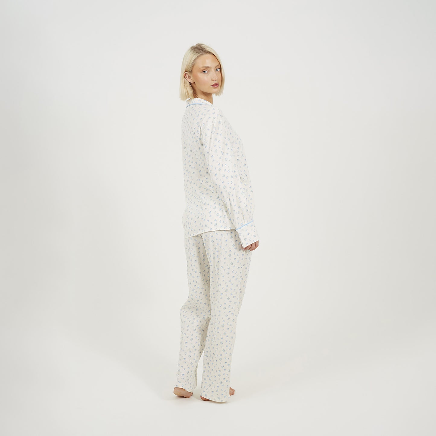 Brave Soul White Printed Long Sleeve Button Down Pyjama Set - White Image 2