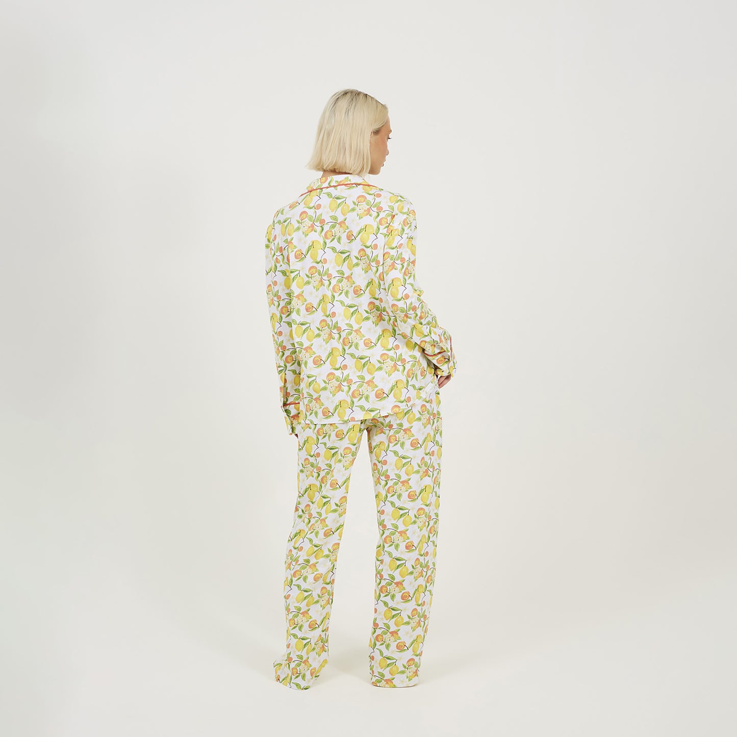 Brave Soul Yellow Printed Long Sleeve Button Down Pyjama Set - Yellow Image 2