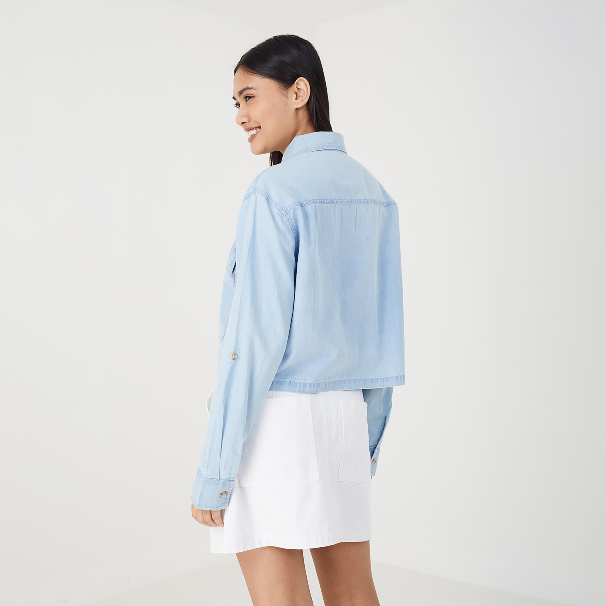 Brave Soul Blue Long Sleeve Denim Shirt - Blue Image 2