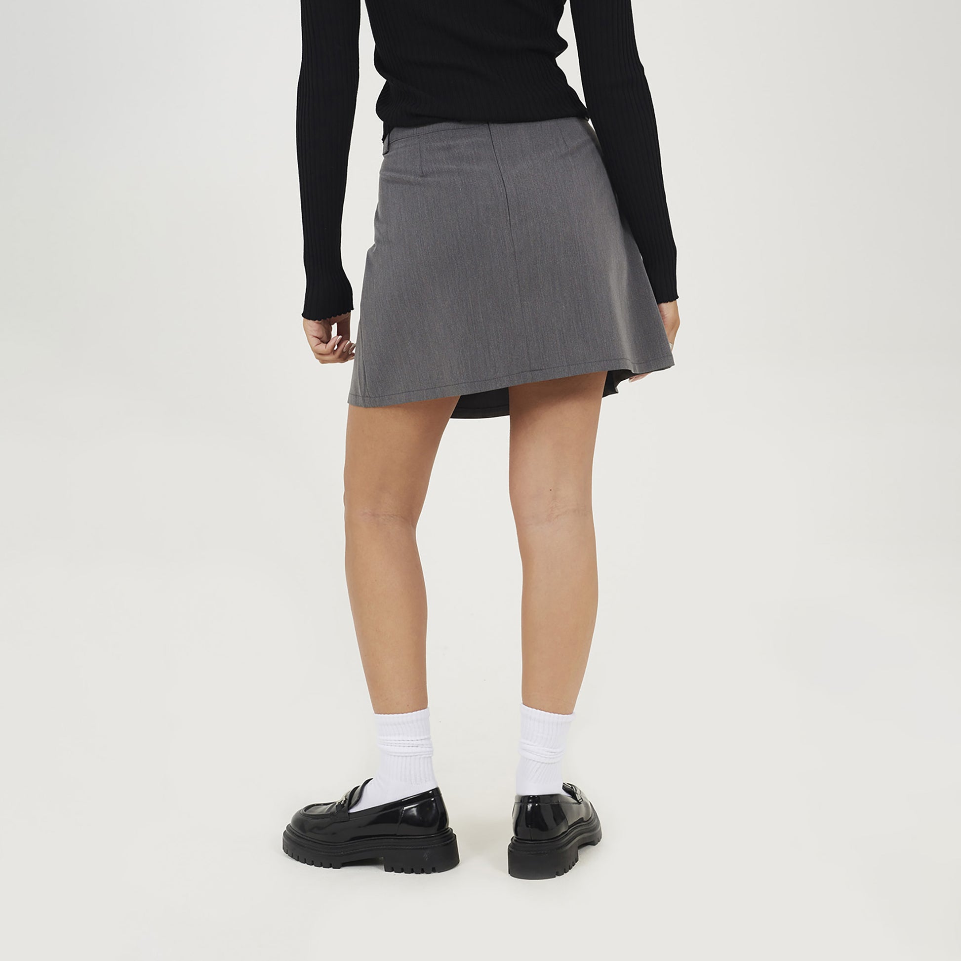 Brave Soul Grey Pleated Mini Skirt - Grey Image 2