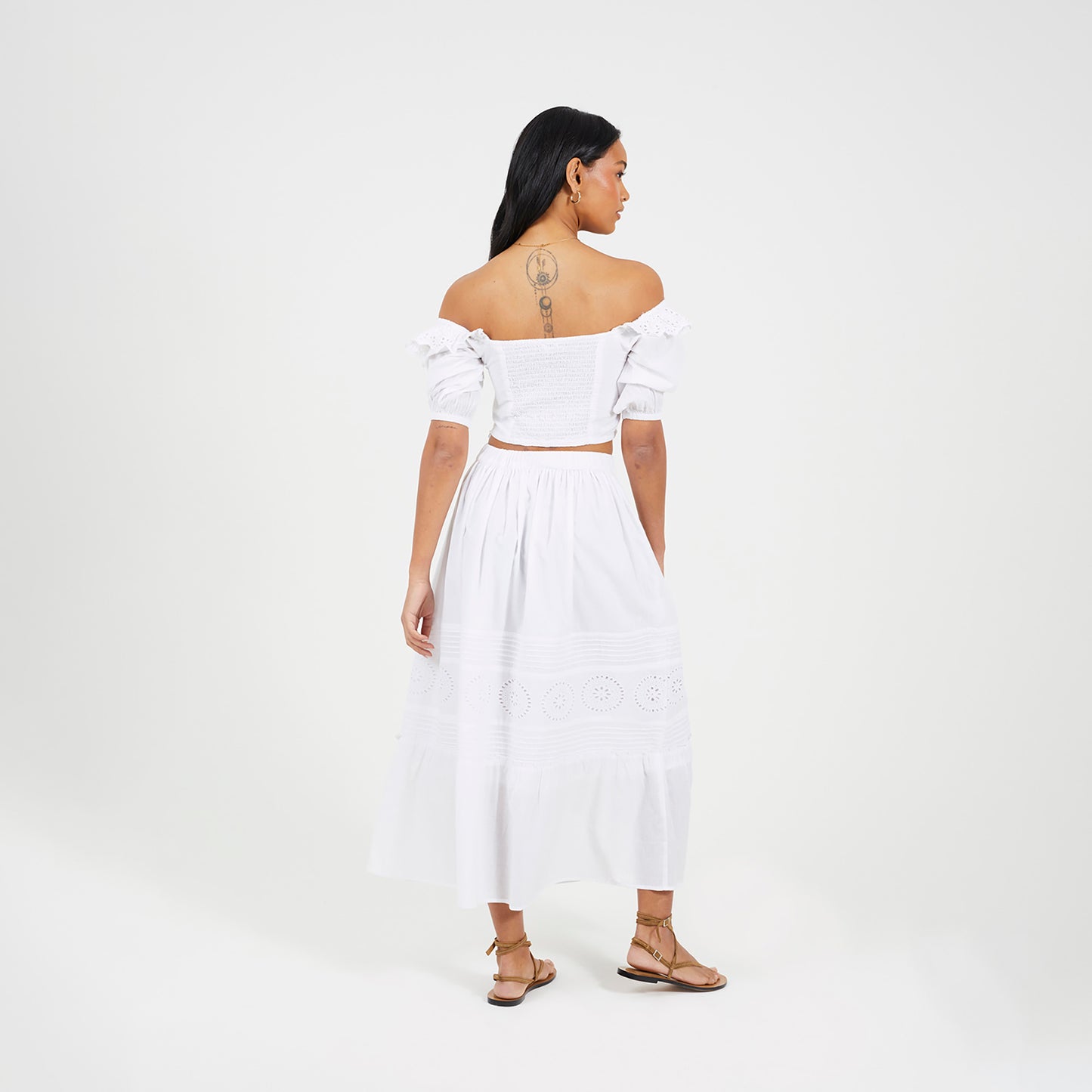 Brave Soul White Tiered Maxi Skirt With Embroidery - White Image 2