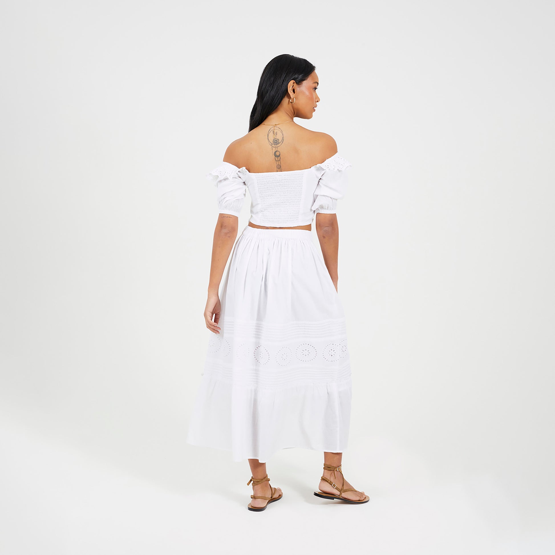 Brave Soul White Tiered Maxi Skirt With Embroidery - White Image 2