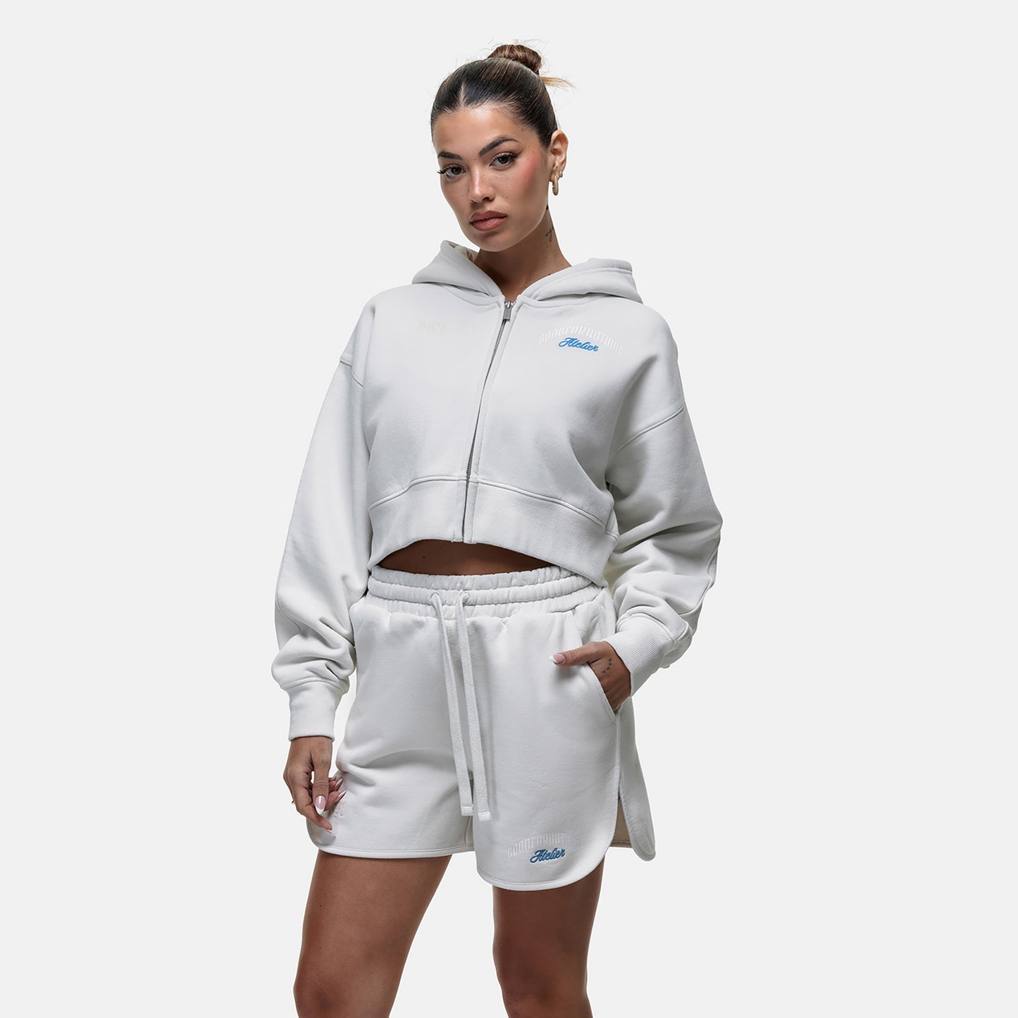 Good For Nothing White Relaxed Fit Jersey Shorts - White Image 2