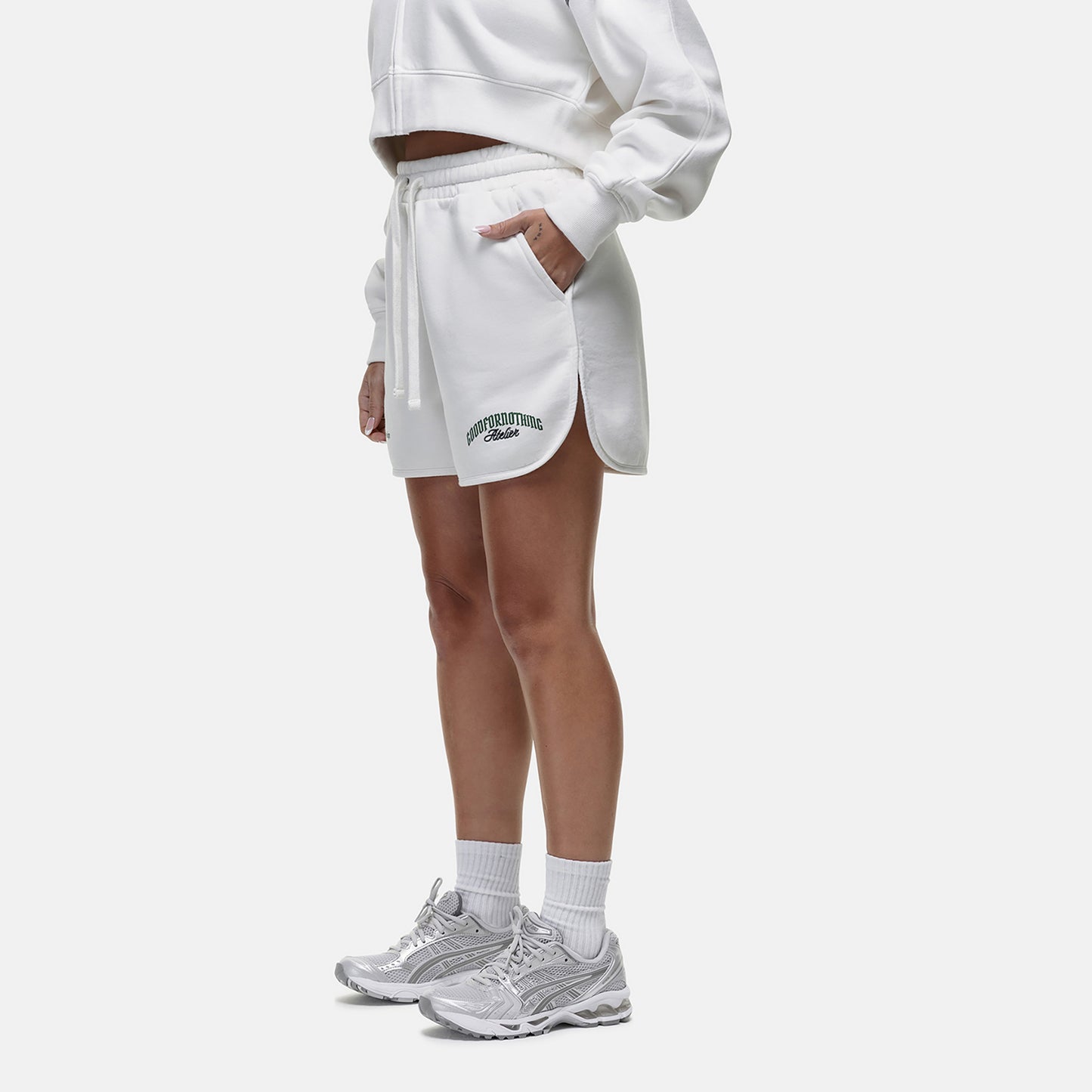 Good For Nothing White Relaxed Fit Jersey Shorts - White Image 2