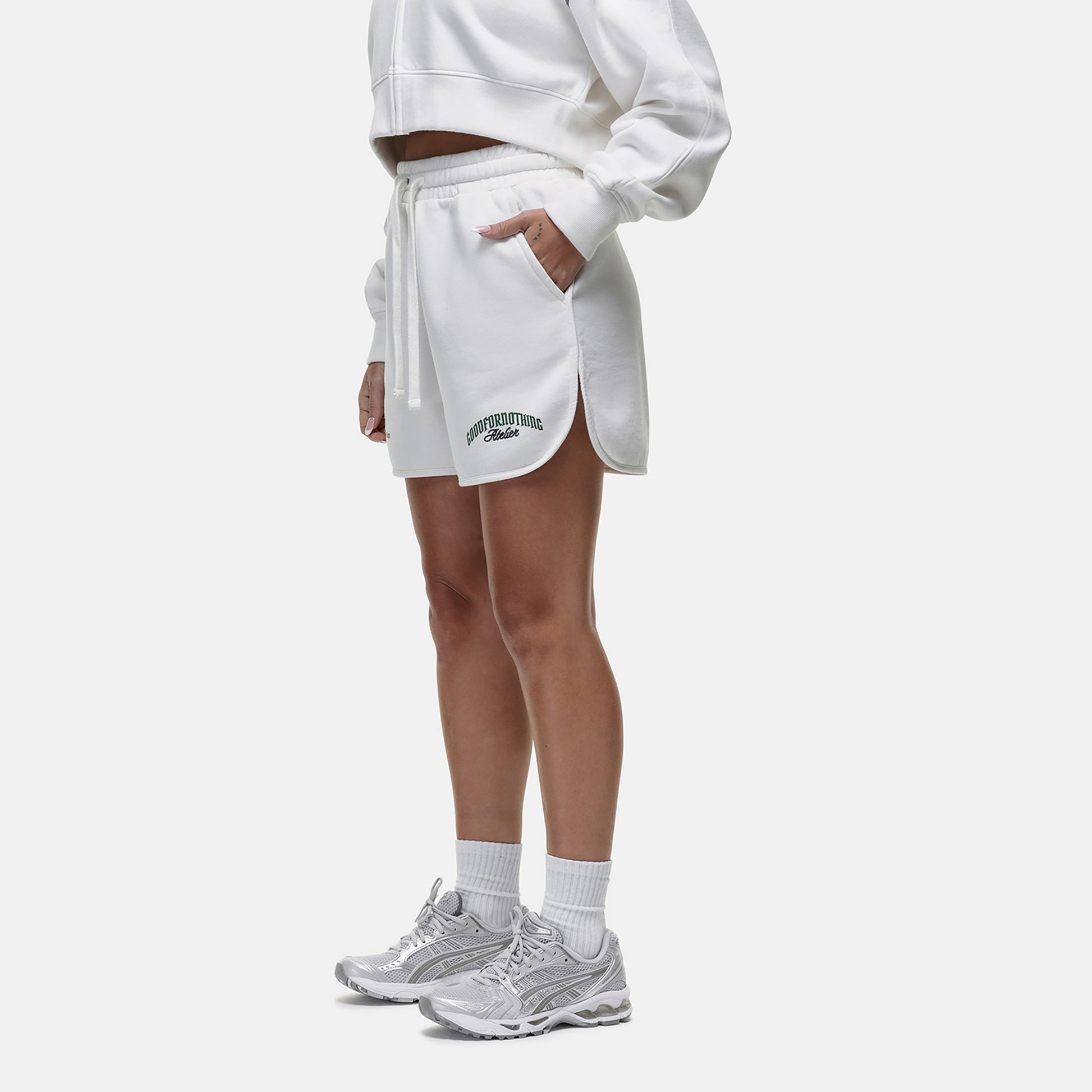 Good For Nothing White Relaxed Fit Jersey Shorts - White Image 2
