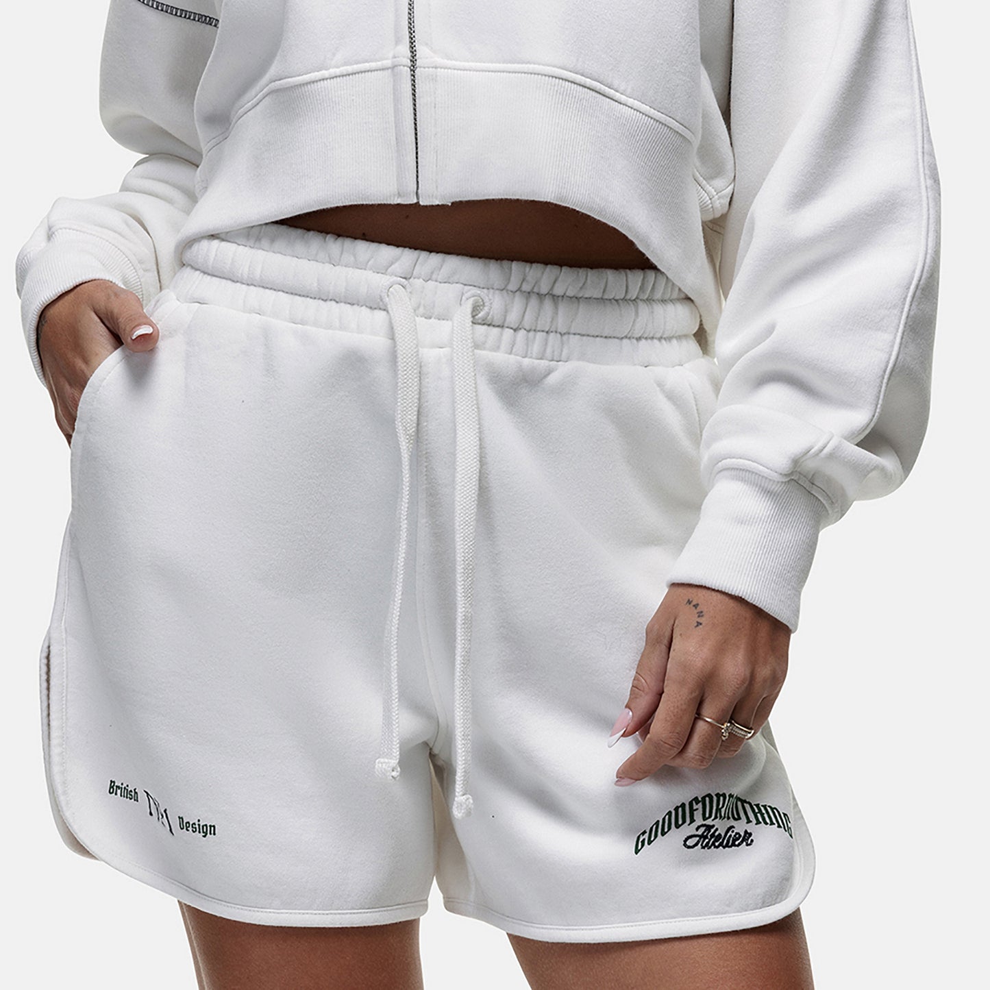 Good For Nothing White Relaxed Fit Jersey Shorts - White Image 3