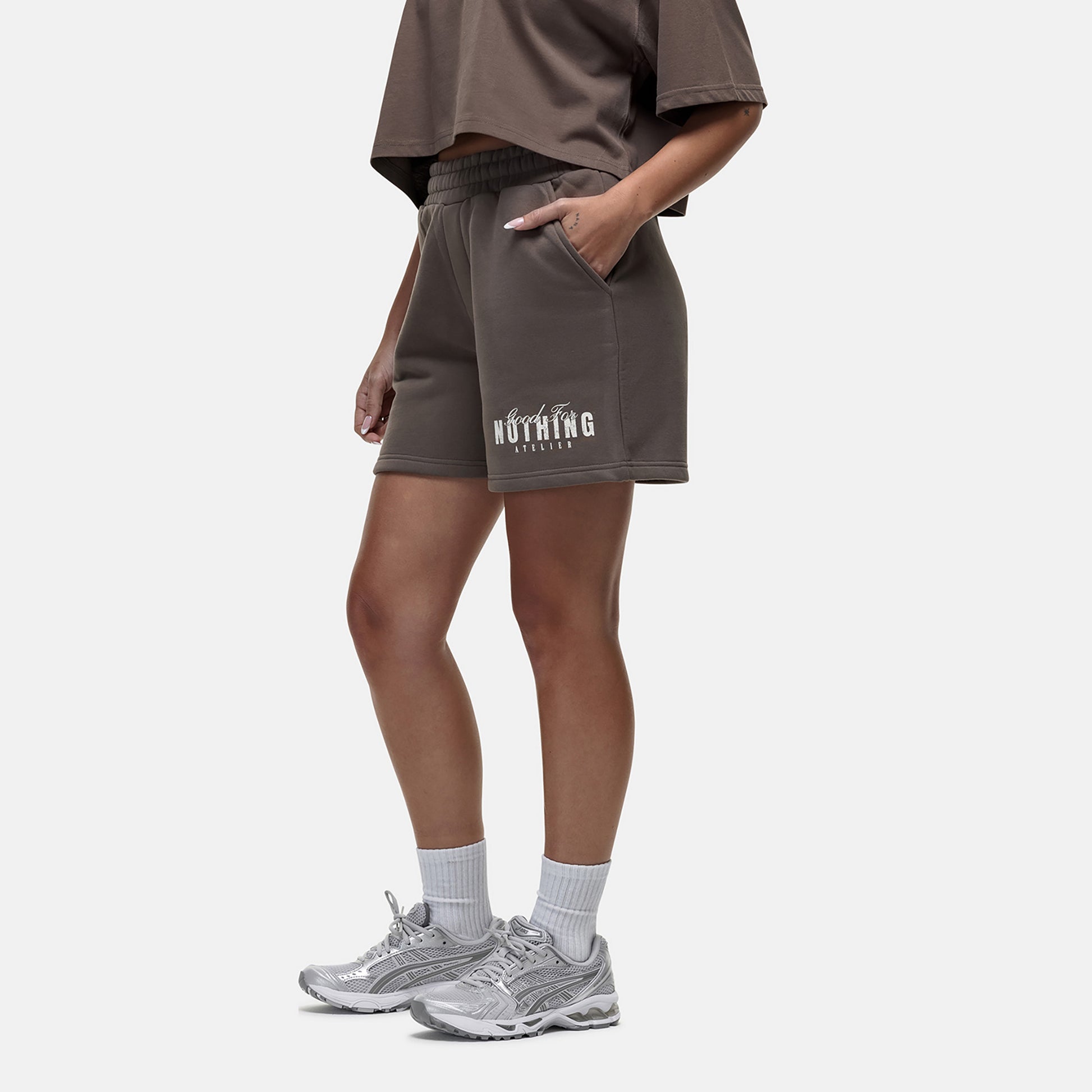 Good For Nothing Taupe Relaxed Fit Jersey Shorts - Taupe Image 2