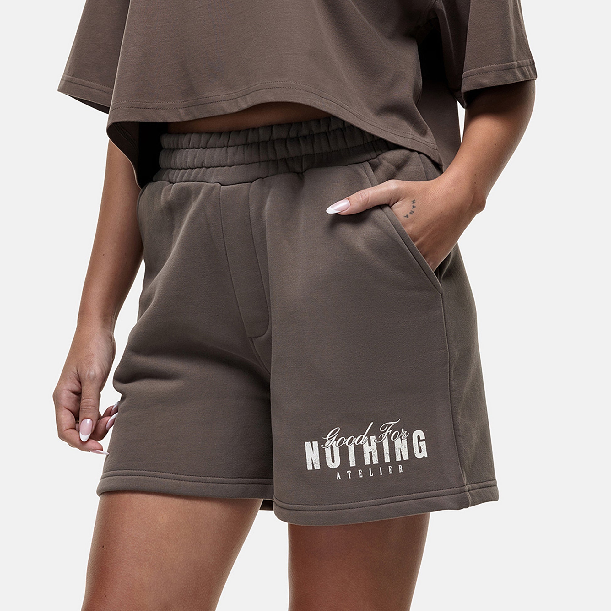 Good For Nothing Taupe Relaxed Fit Jersey Shorts - Taupe Image 3