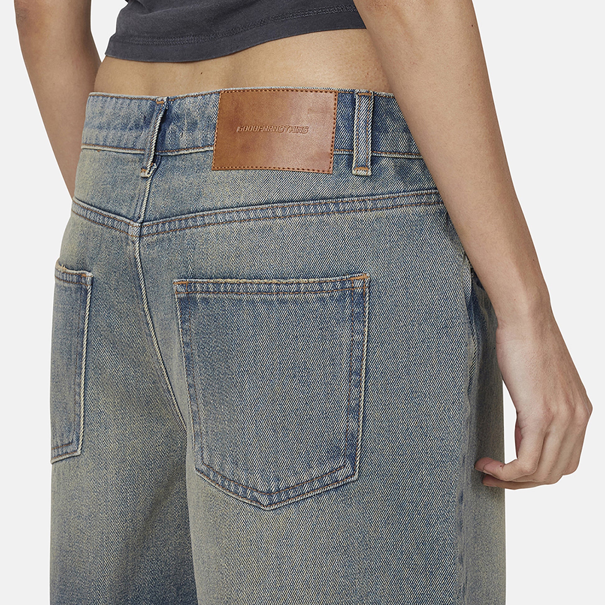 Good For Nothing Blue Vintage Denim Shorts - Blue Image 3