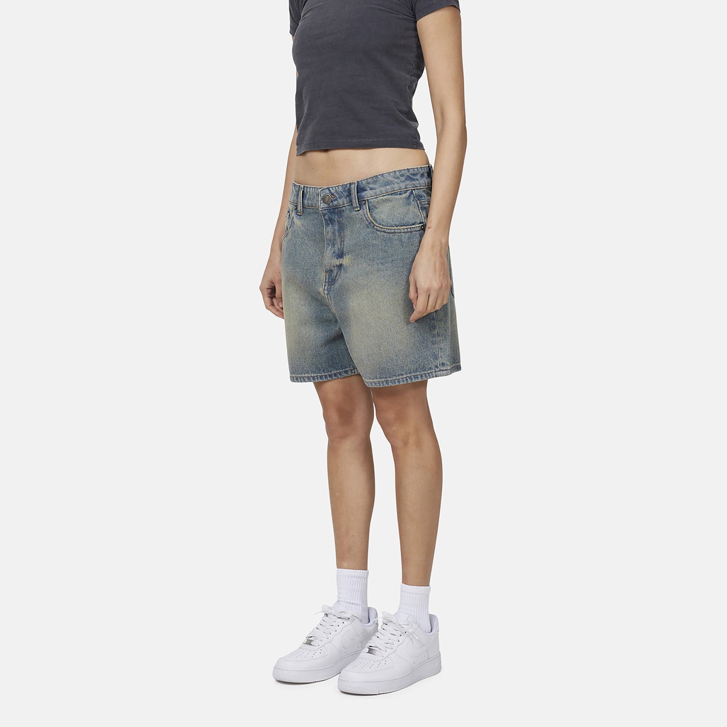 Good For Nothing Blue Vintage Denim Shorts - Blue Image 5