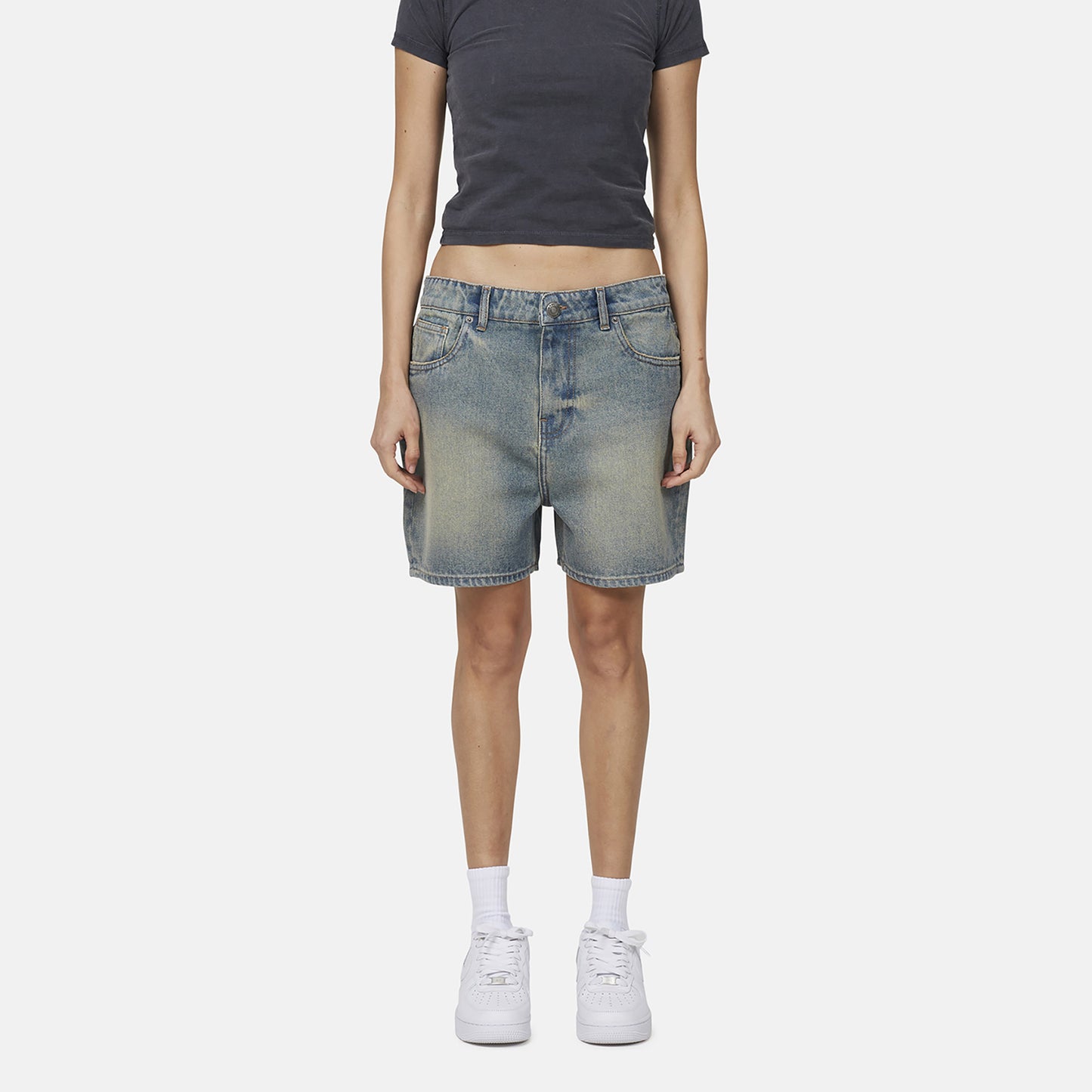 Good For Nothing Blue Vintage Denim Shorts - Blue Image 1