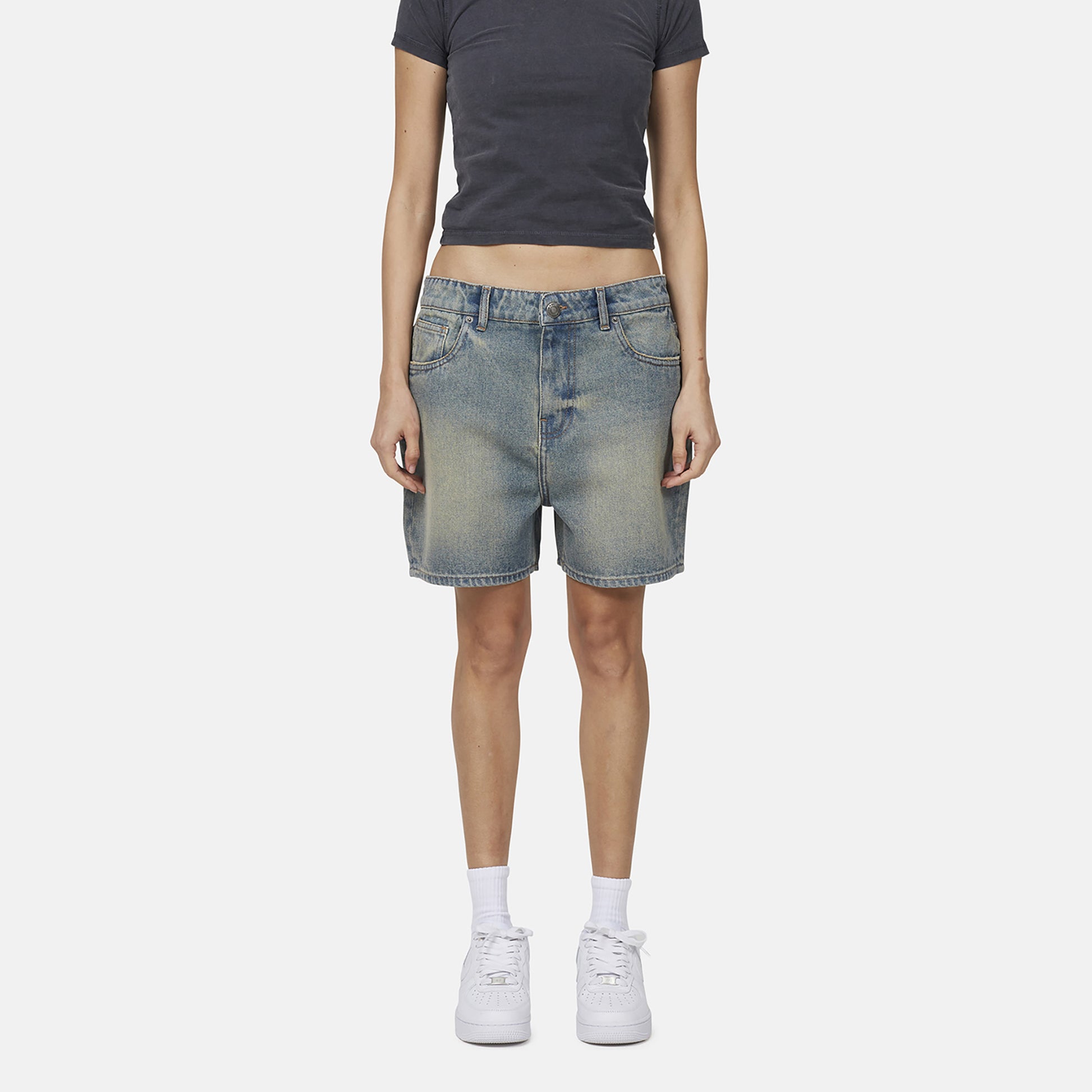 Good For Nothing Blue Vintage Denim Shorts - Blue Image 1