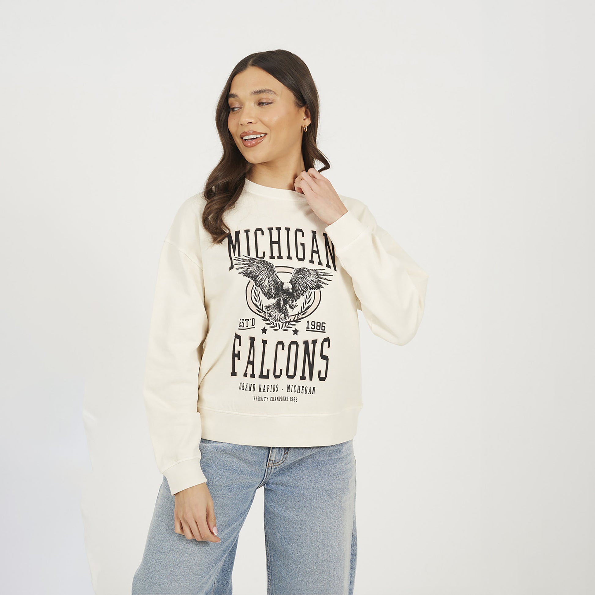 Brave Soul Beige Acid Wash Graphic Print Sweatshirt - Beige Image 1
