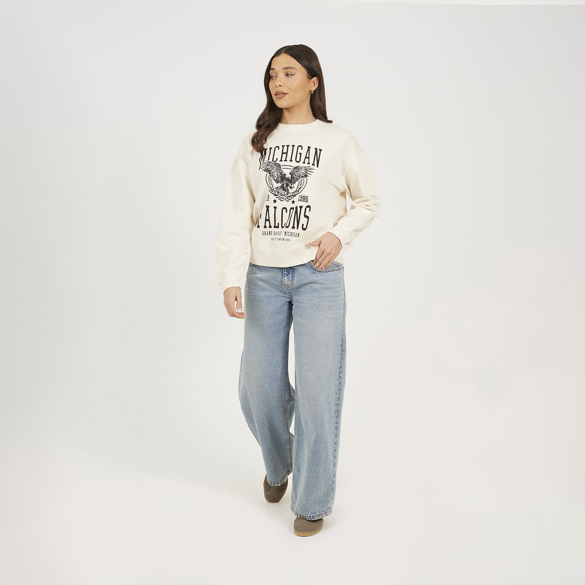 Brave Soul Beige Acid Wash Graphic Print Sweatshirt - Beige Image 3