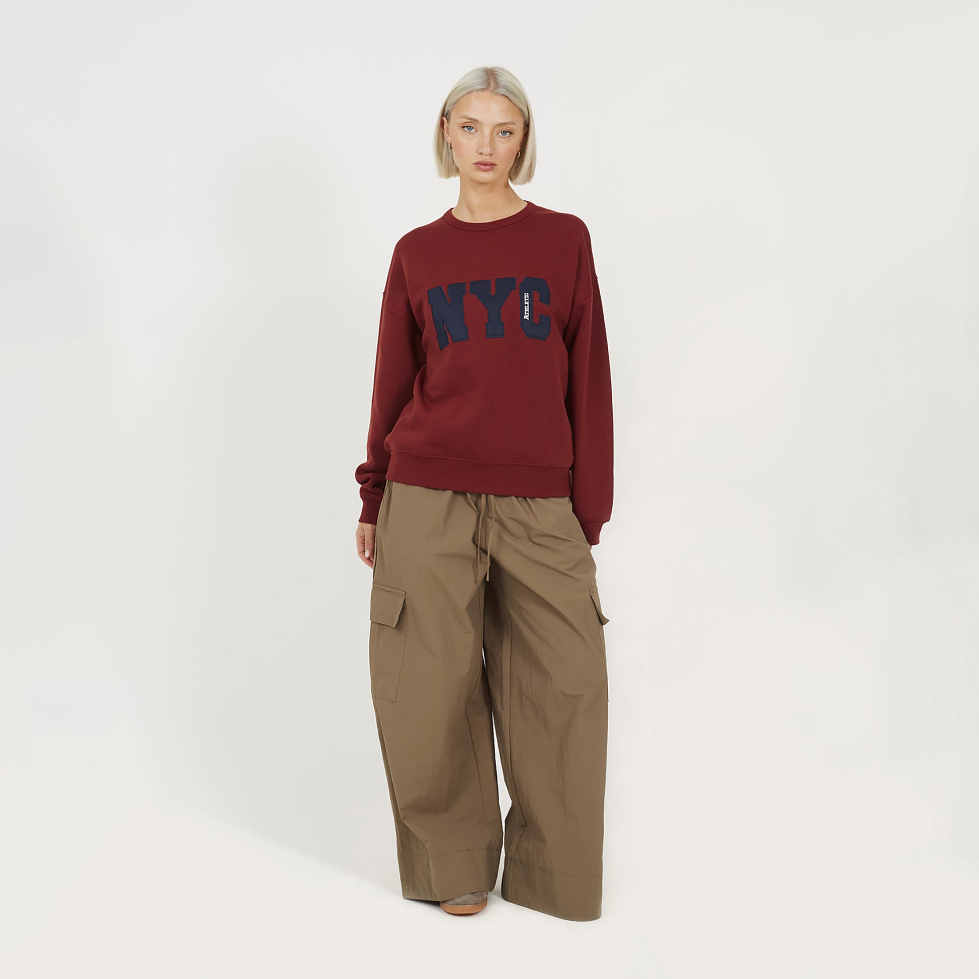 Brave Soul Burgundy Slogan Crew Neck Sweatshirt - Burgundy Image 3