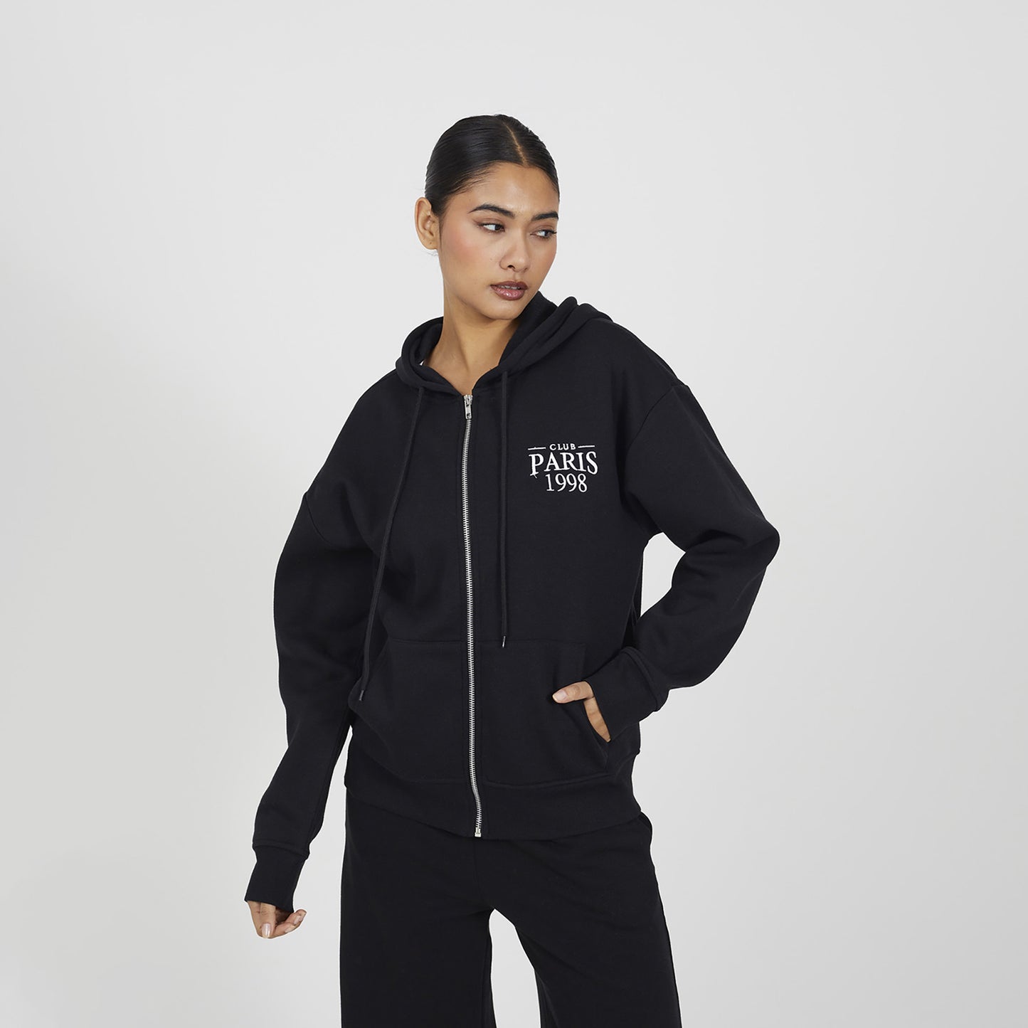 Brave Soul Black Zip Through Hoodie - Black Image 1