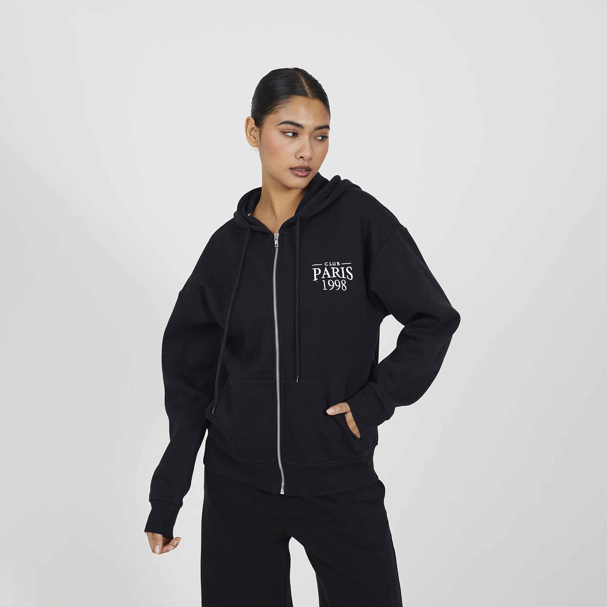Brave Soul Black Zip Through Hoodie - Black Image 1
