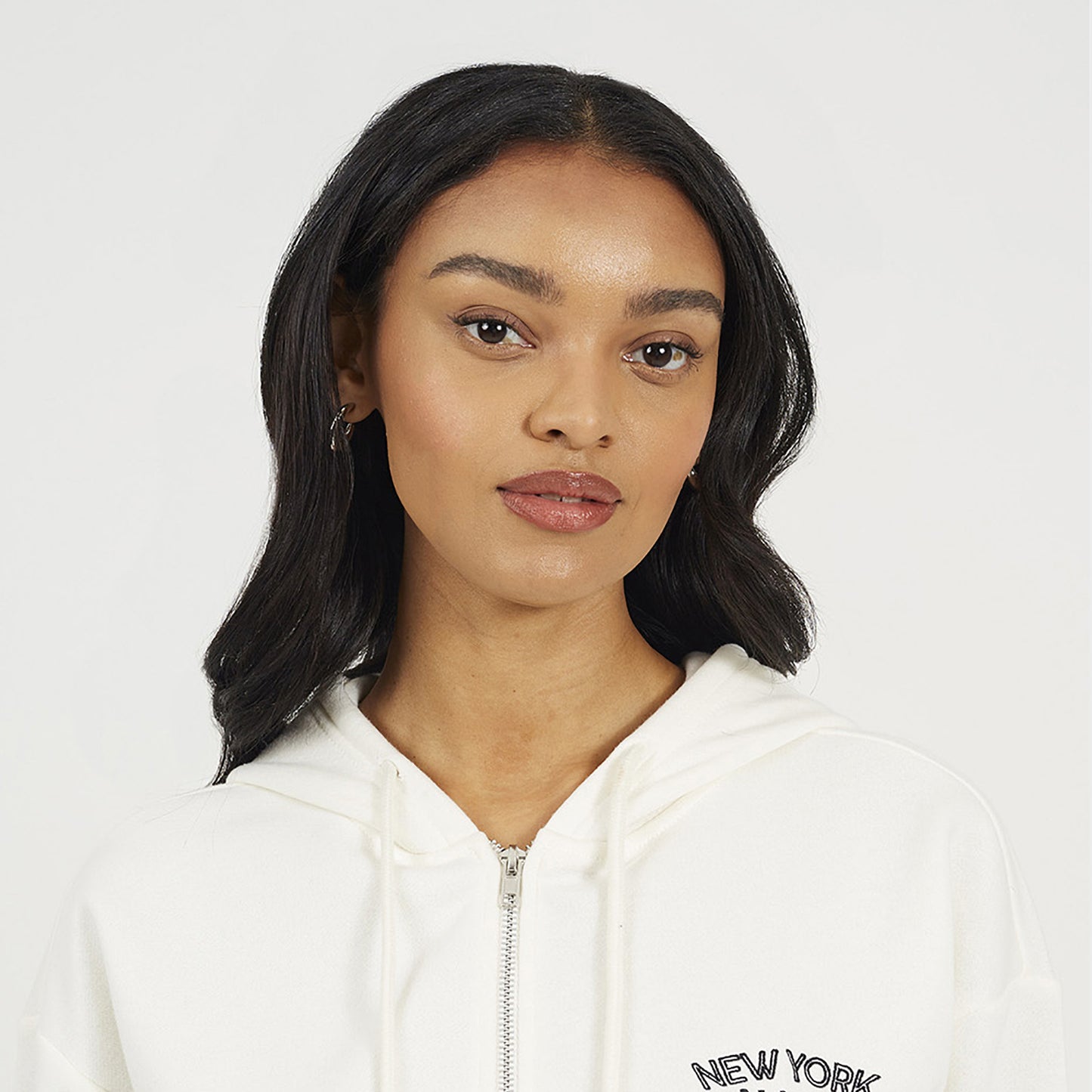 Brave Soul Cream Zip Through Hoodie - Cream Image 4