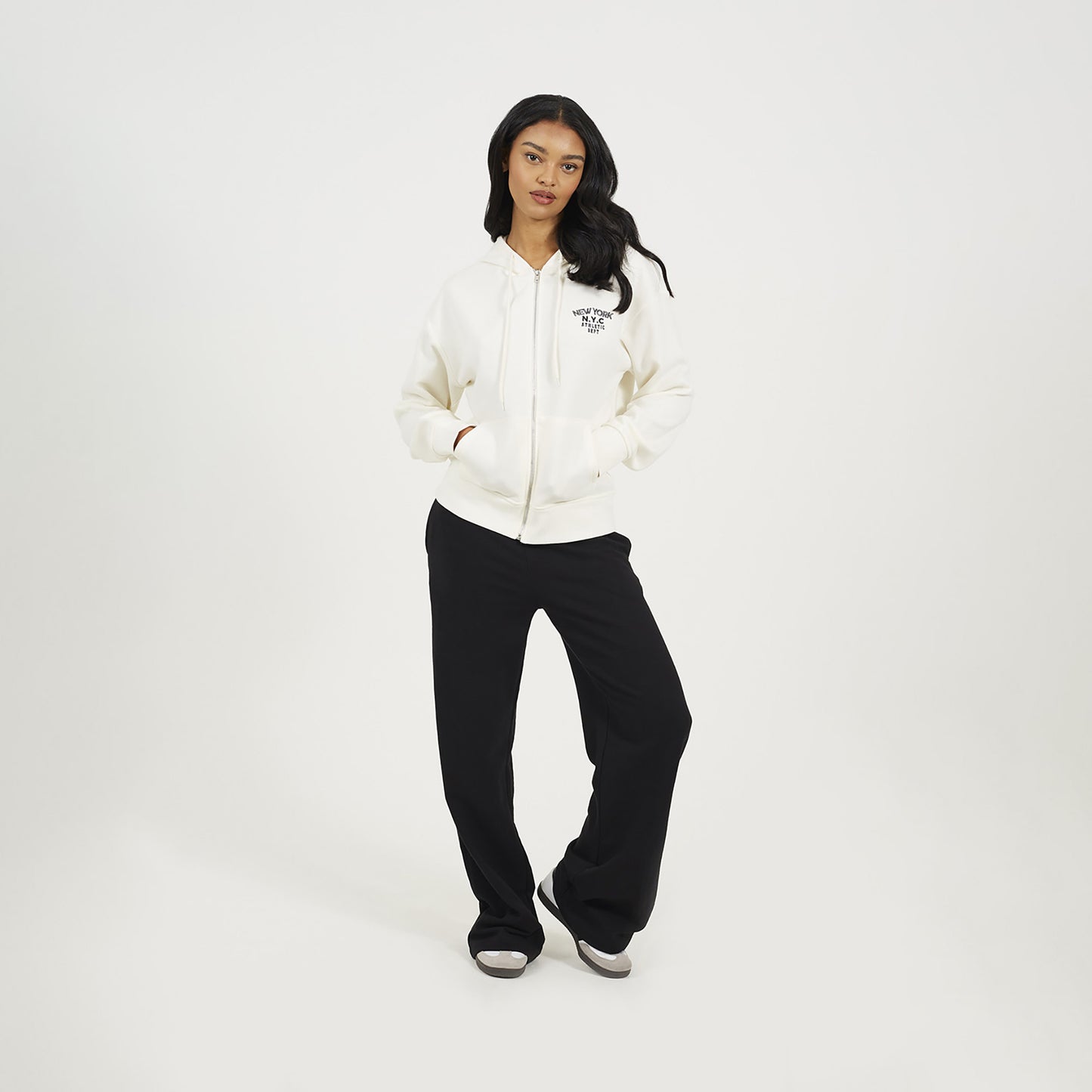 Brave Soul Cream Zip Through Hoodie - Cream Image 3