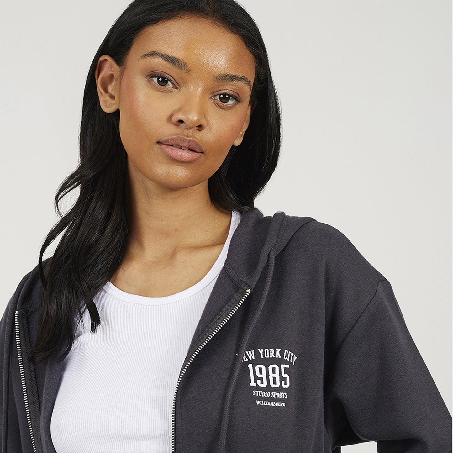 Brave Soul Charcoal Zip Through Hoodie - Charcoal Image 4