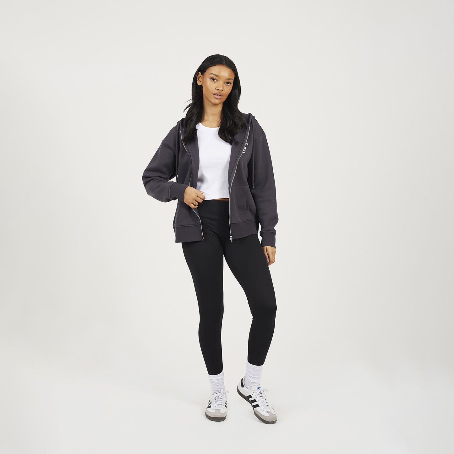 Brave Soul Charcoal Zip Through Hoodie - Charcoal Image 3