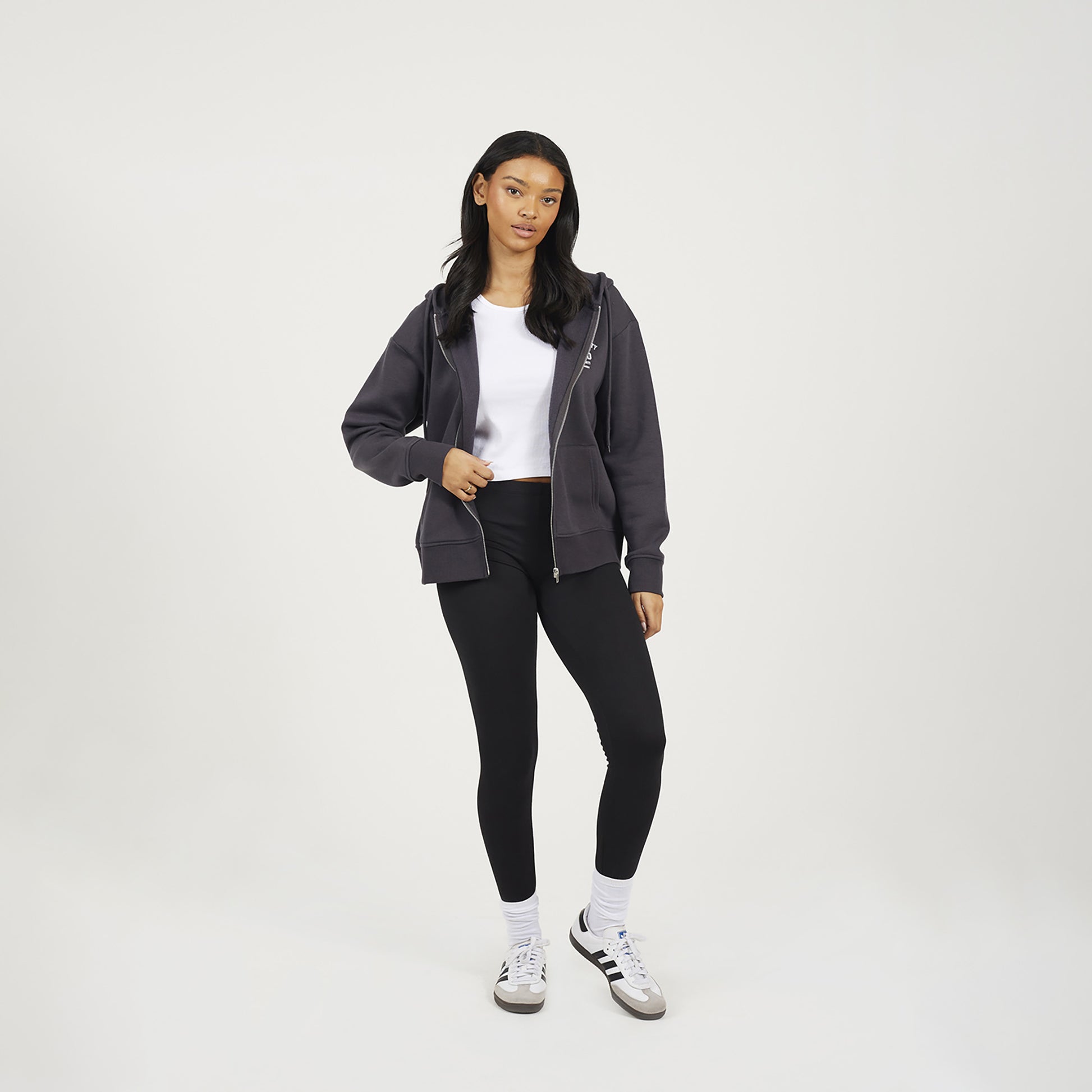 Brave Soul Charcoal Zip Through Hoodie - Charcoal Image 3