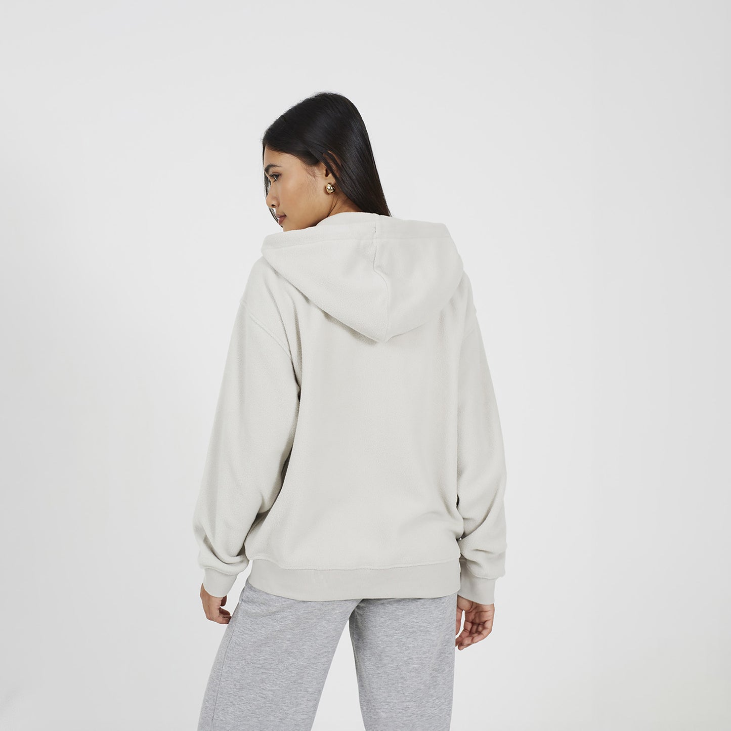 Brave Soul Grey Zip Through Polar Fleece Hoodie - Grey Image 2