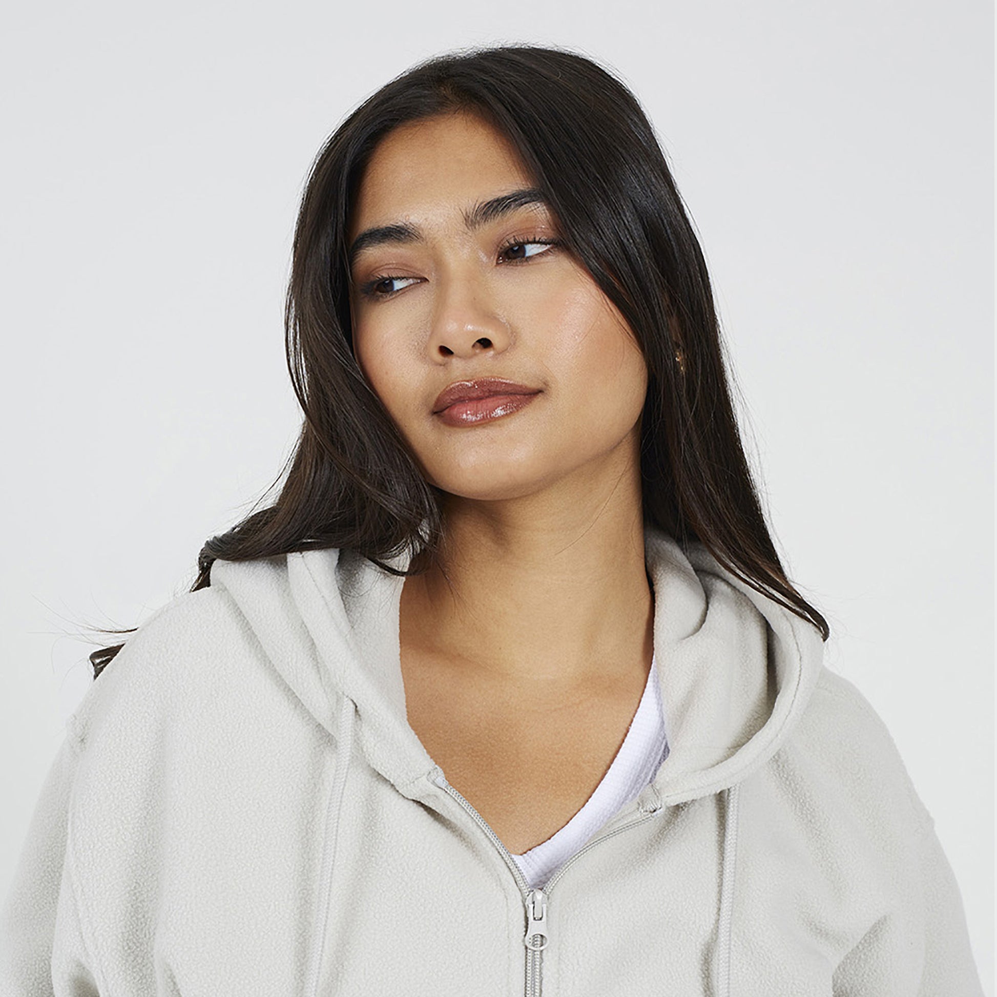 Brave Soul Grey Zip Through Polar Fleece Hoodie - Grey Image 4
