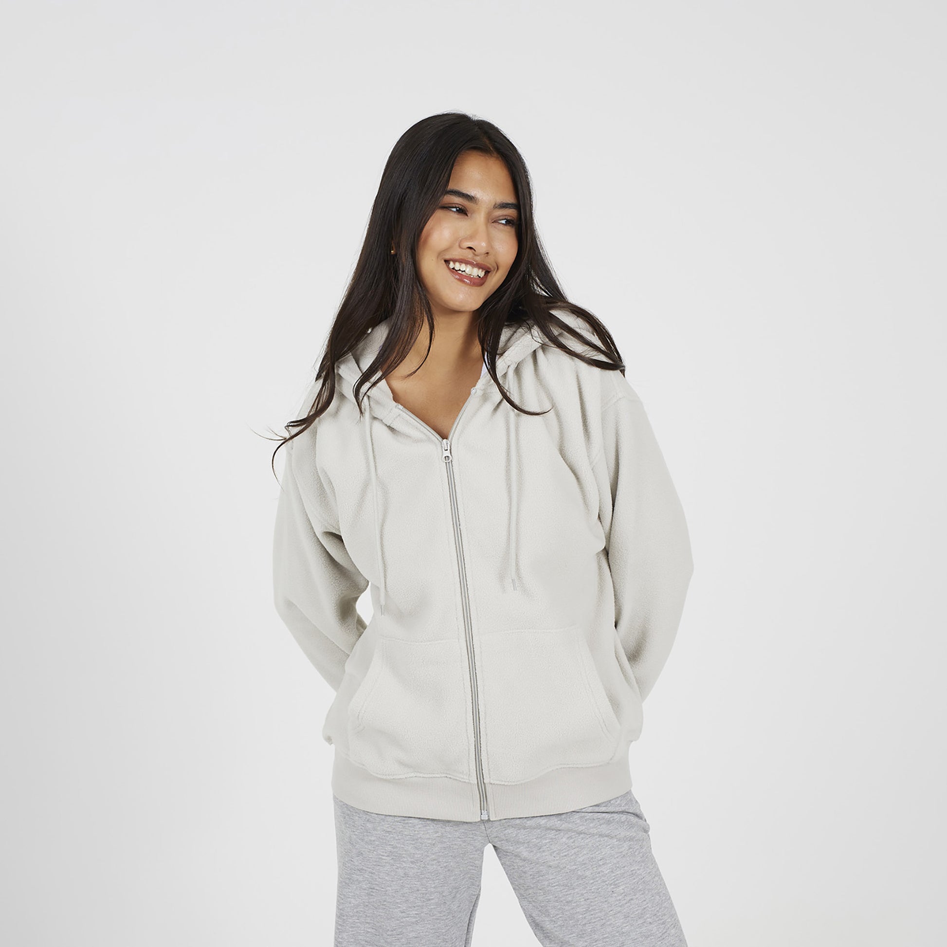 Brave Soul Grey Zip Through Polar Fleece Hoodie - Grey Image 1