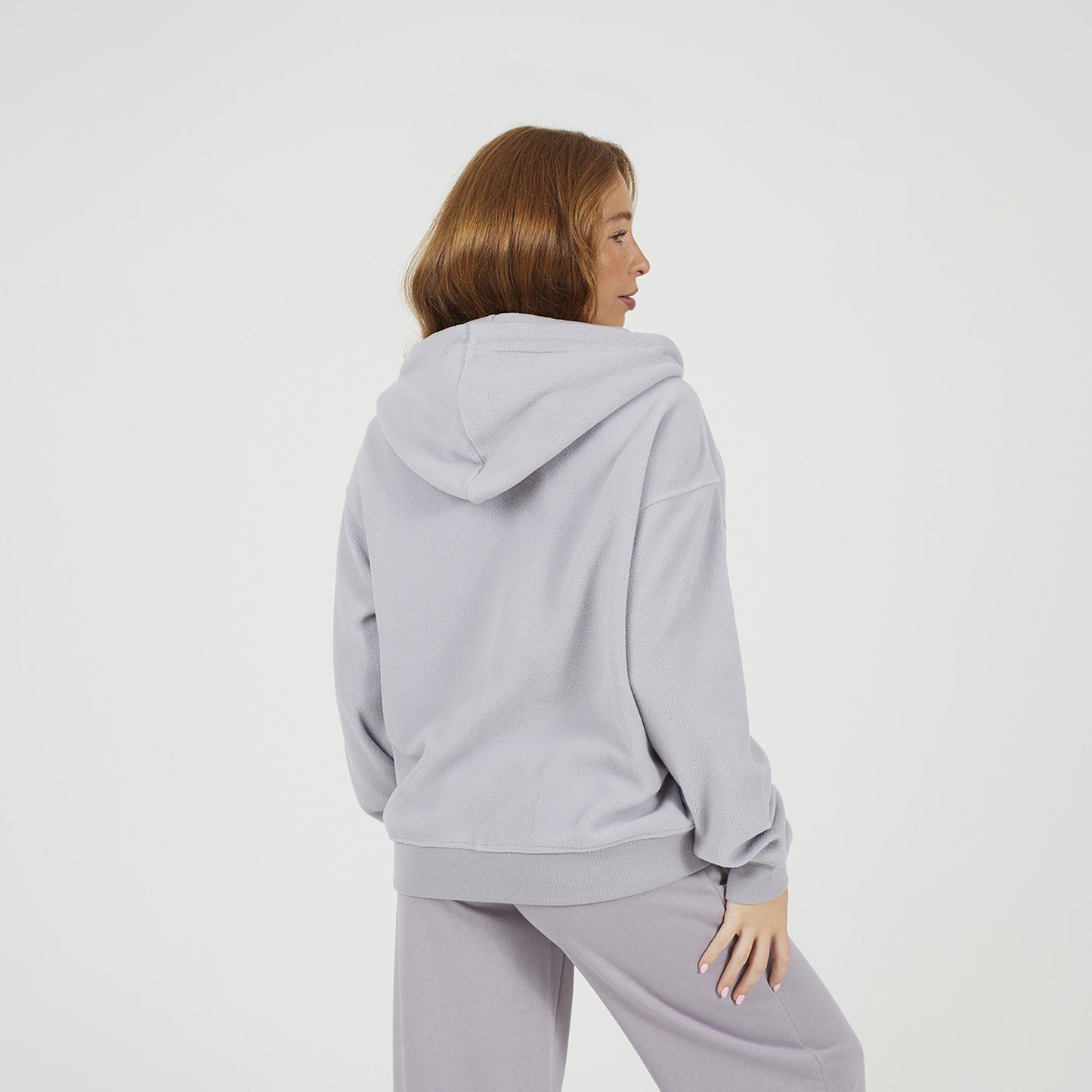Brave Soul Light Grey Zip Through Polar Fleece Hoodie - Light Grey Image 2