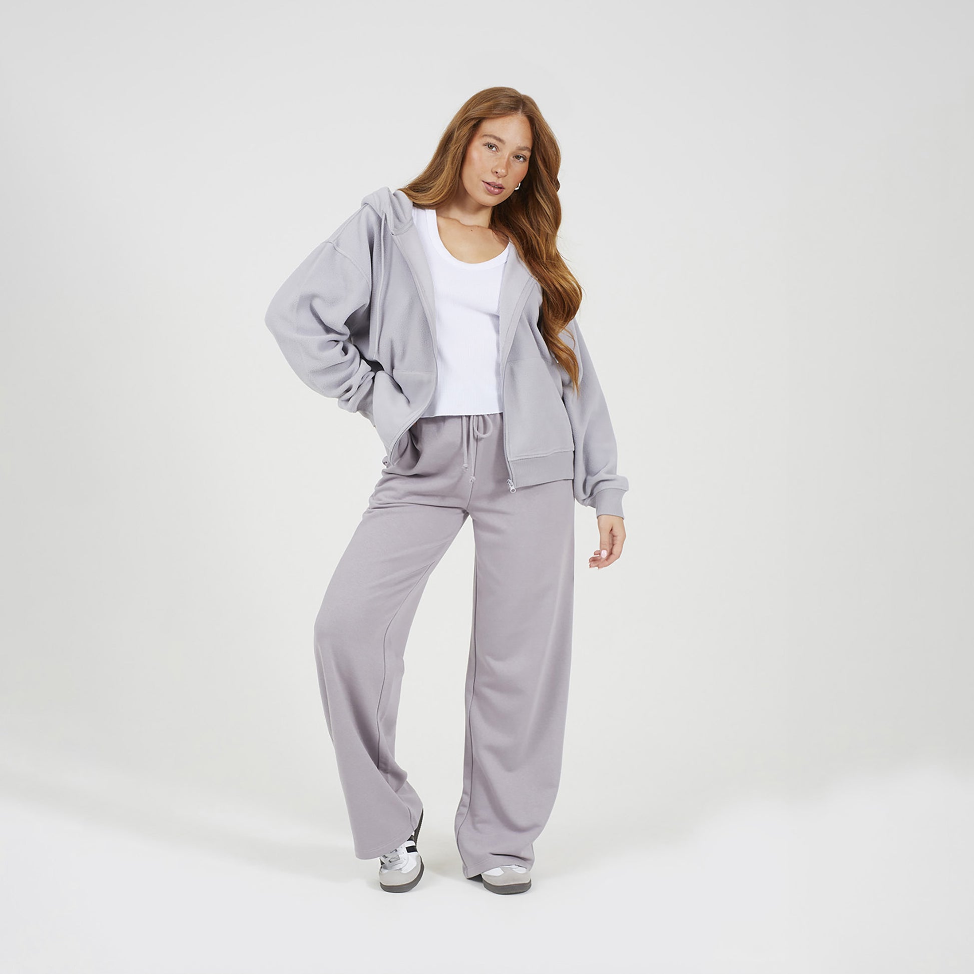 Brave Soul Light Grey Zip Through Polar Fleece Hoodie - Light Grey Image 3
