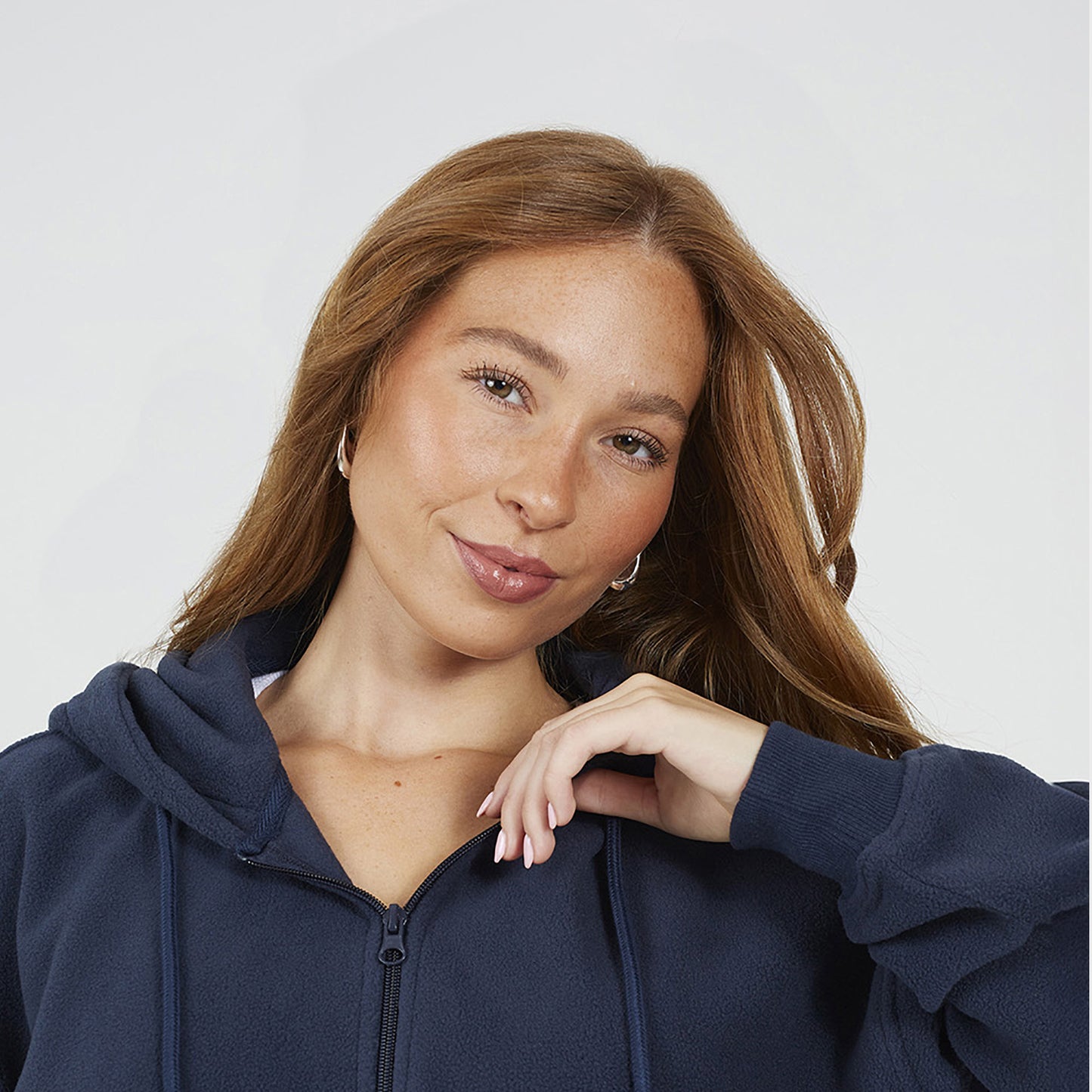 Brave Soul Navy Zip Through Polar Fleece Hoodie - Navy Image 4