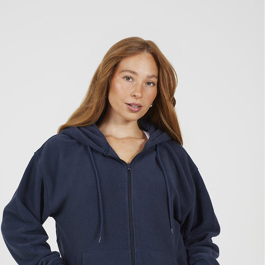 Brave Soul Navy Zip Through Polar Fleece Hoodie - Navy Image 1