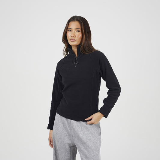 Brave Soul Black Quarter Zip Polar Fleece Sweatshirt - Black Image 1