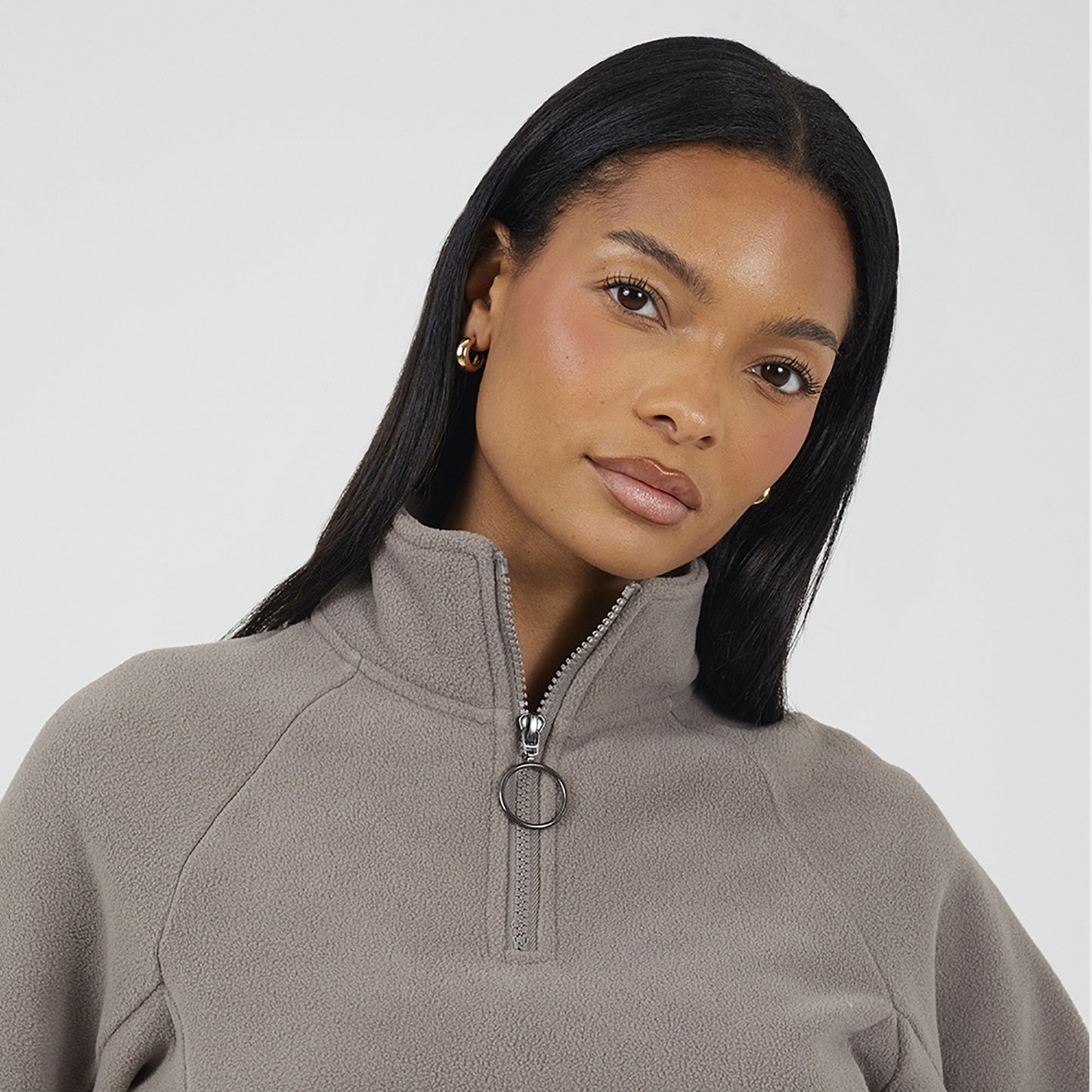 Brave Soul Brown Quarter Zip Polar Fleece Sweatshirt - Brown Image 4