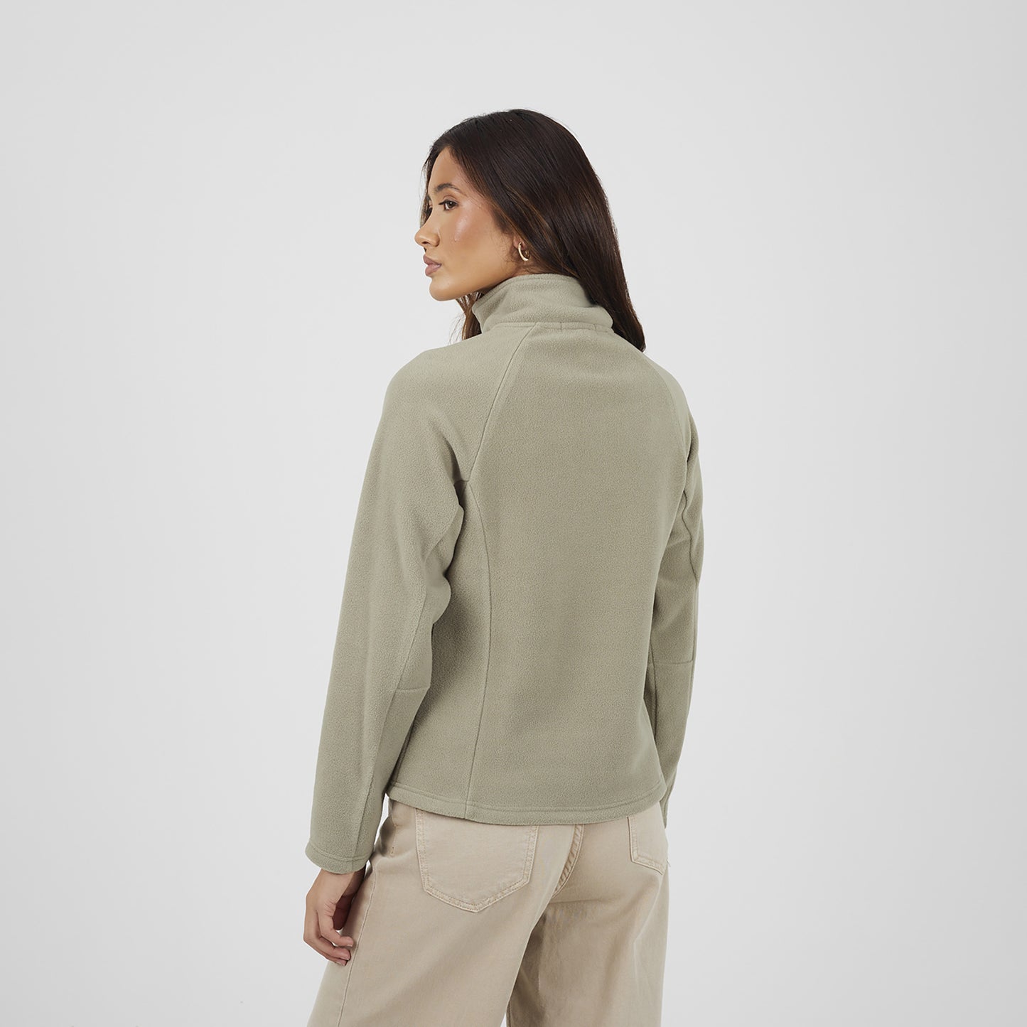 Brave Soul Pale Green Quarter Zip Polar Fleece Sweatshirt - Pale Green Image 2