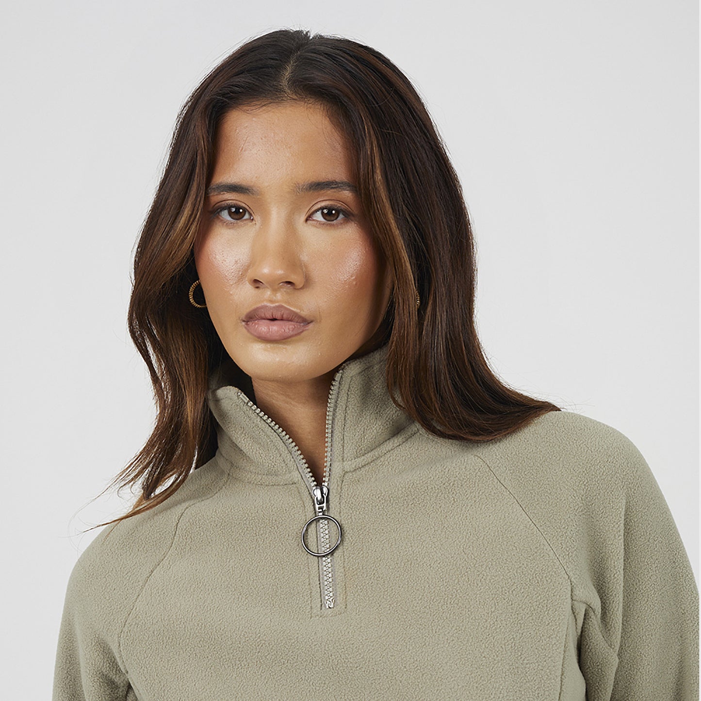Brave Soul Pale Green Quarter Zip Polar Fleece Sweatshirt - Pale Green Image 4