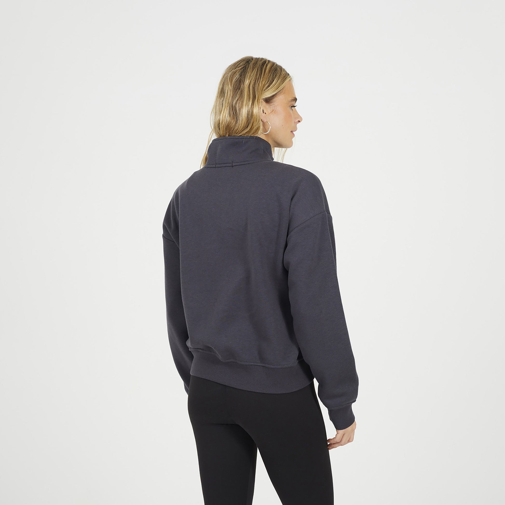 Brave Soul Charcoal Funnel Neck Quarter Zip Sweatshirt - Charcoal Image 2