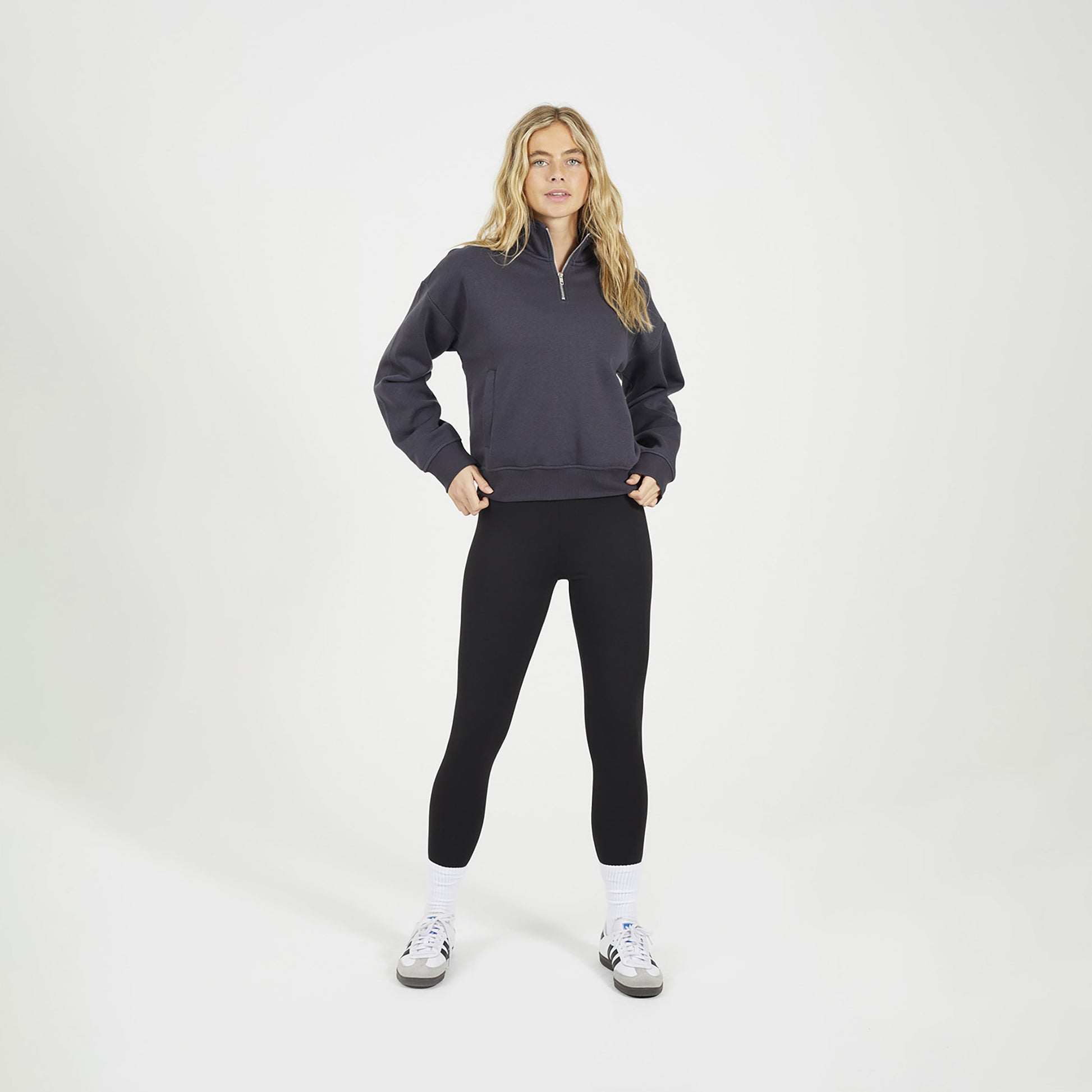 Brave Soul Charcoal Funnel Neck Quarter Zip Sweatshirt - Charcoal Image 3