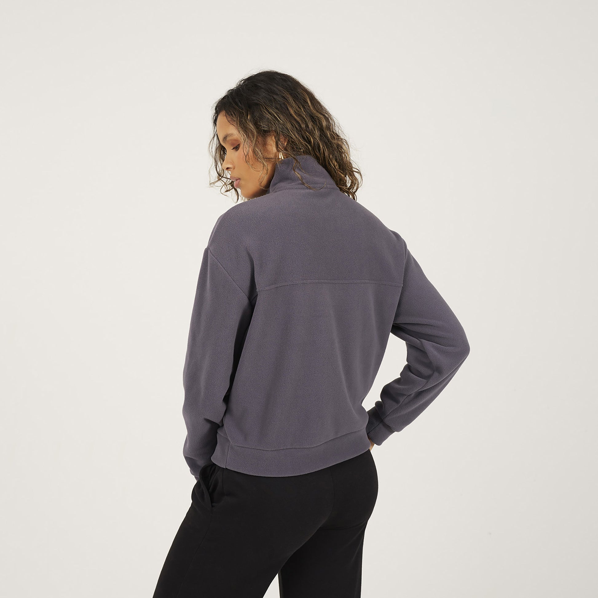Brave Soul Charcoal Half Zip Polar Fleece Sweatshirt - Charcoal Image 2