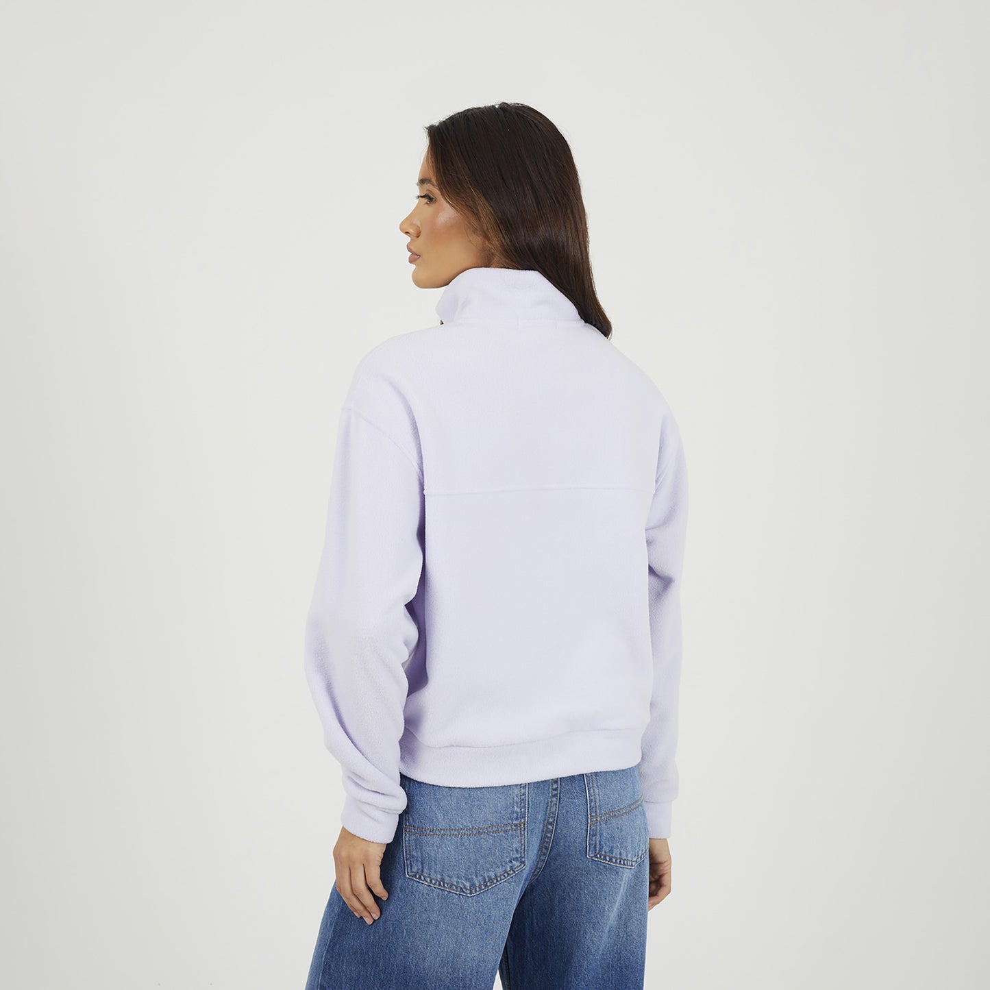 Brave Soul Lilac Half Zip Polar Fleece Sweatshirt - Lilac Image 2