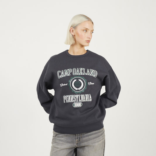 Brave Soul Dark Grey Crew Neck Graphic Print Sweatshirt - Dark Grey Image 1