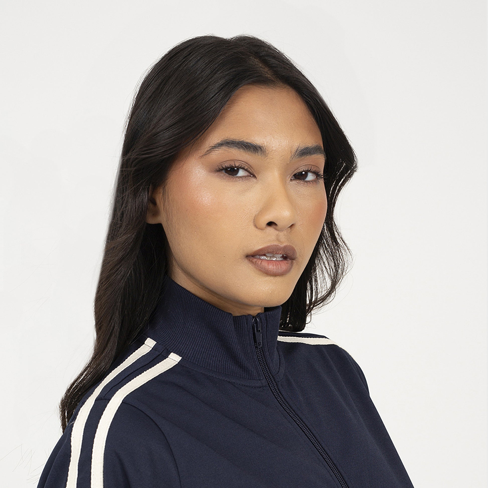 Brave Soul Navy Side Stripe Zip Through Sweatshirt - Navy Image 4