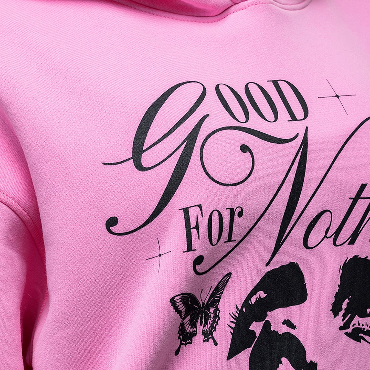 Good For Nothing Pink Contrast Print Relaxed Hoodie - Pink Image 3