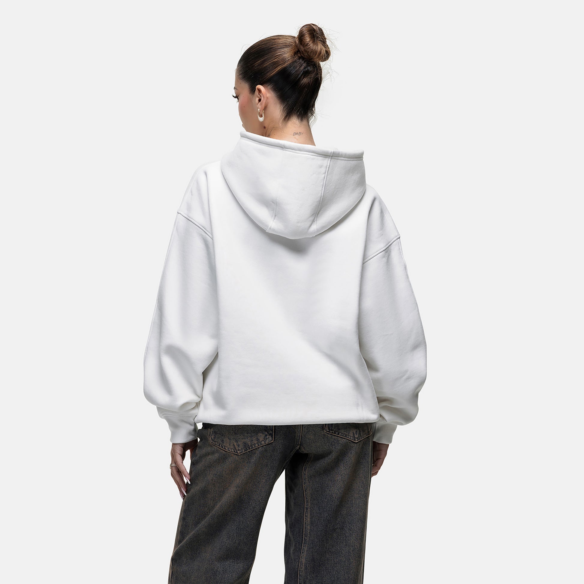 Good For Nothing White Contrast Print Relaxed Hoodie - White Image 2