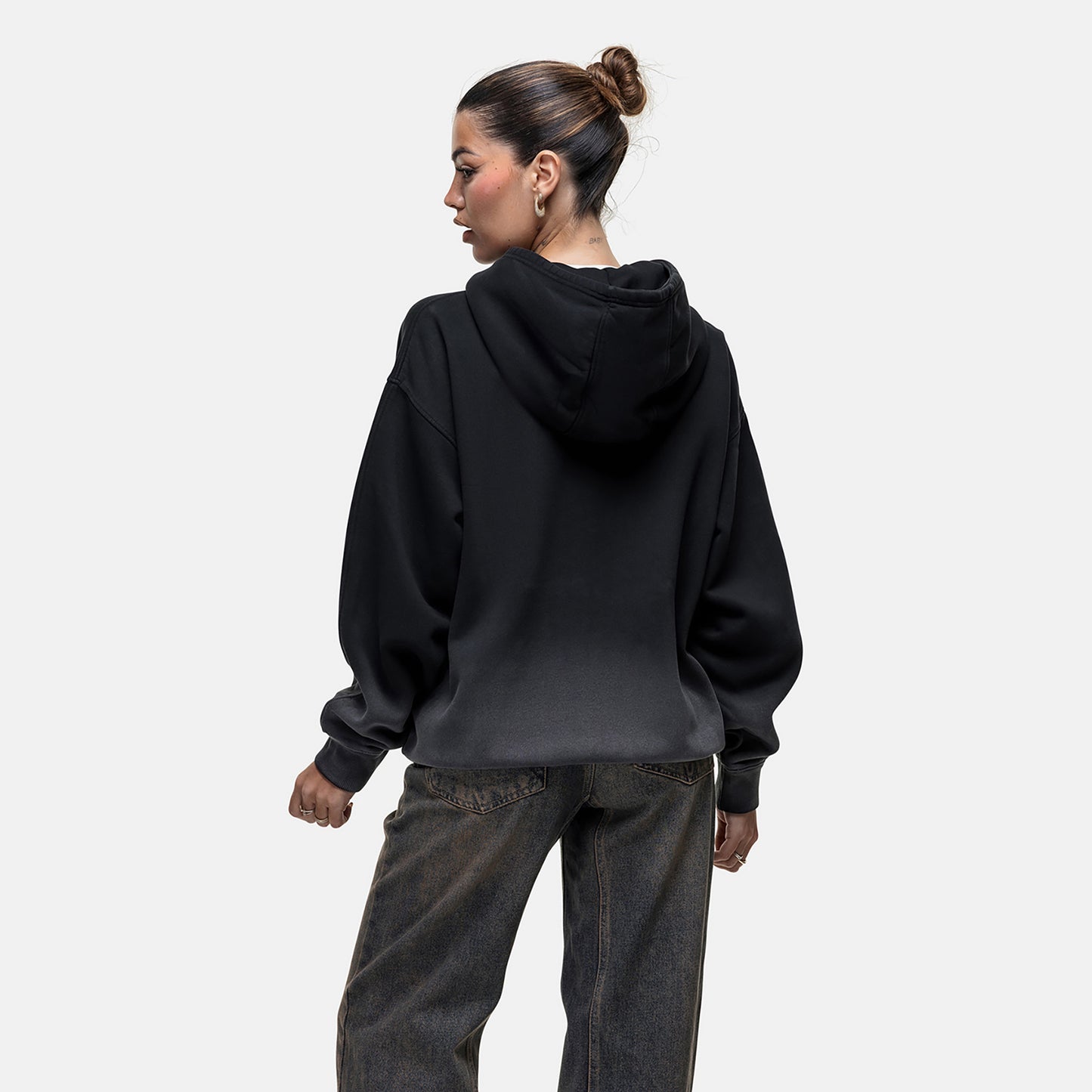 Good For Nothing Black Spray Effect Relaxed Zip Through Hoodie - Black Image 2